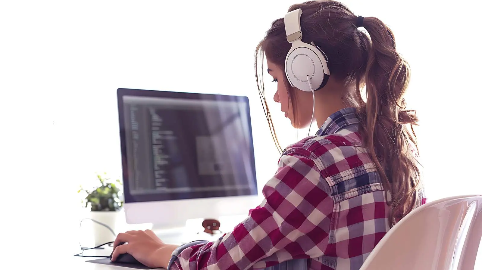 Young Girl Designer Working on Computer — free download from Dotvec