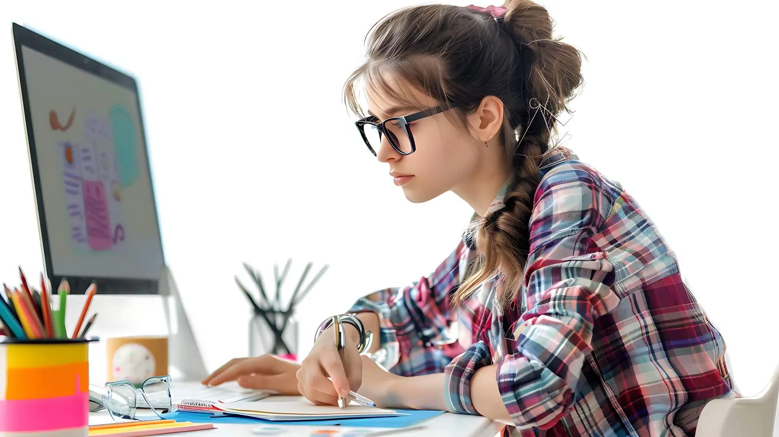Young Girl Designer Working on Computer – free empowerment image from Dotvec