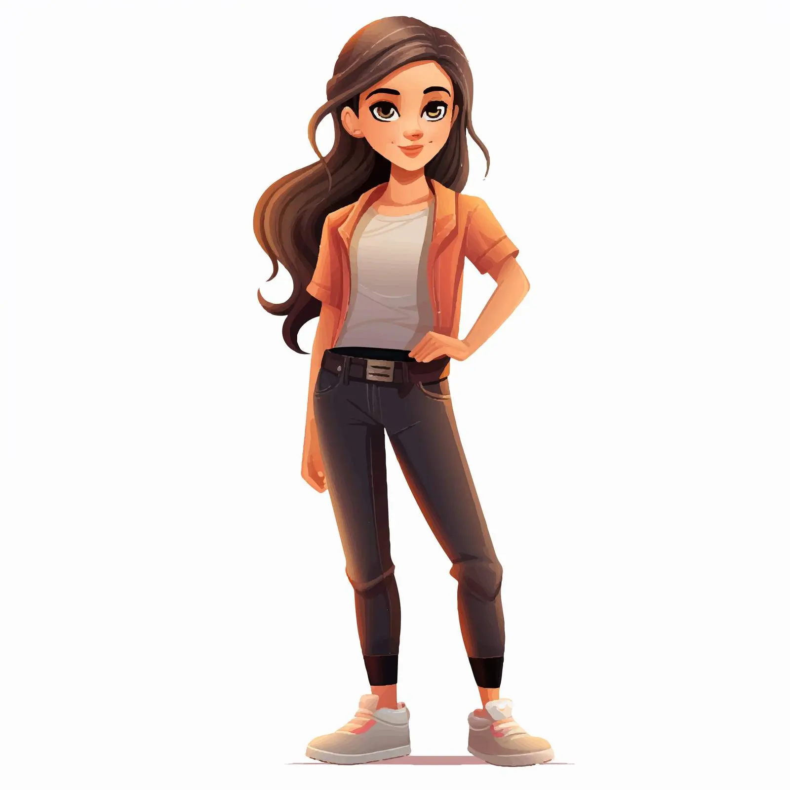 Young Girl in Casual Clothes with Ponytail Vector — free download from Dotvec