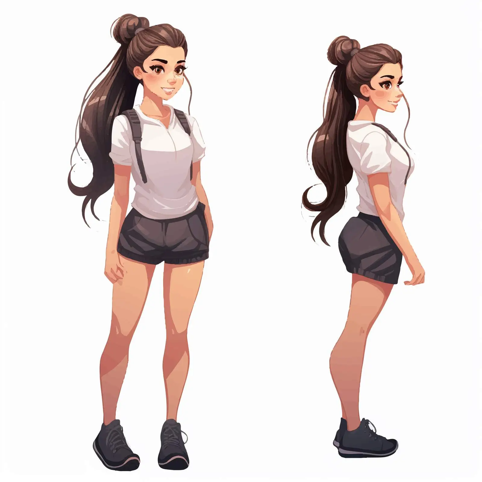 Casual Young Girl with Ponytail Vector Illustration — free download from Dotvec