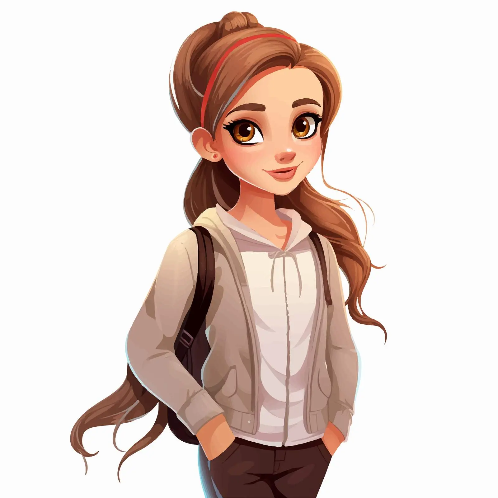 Young Girl in Ponytail and Casual Outfit — free download from Dotvec