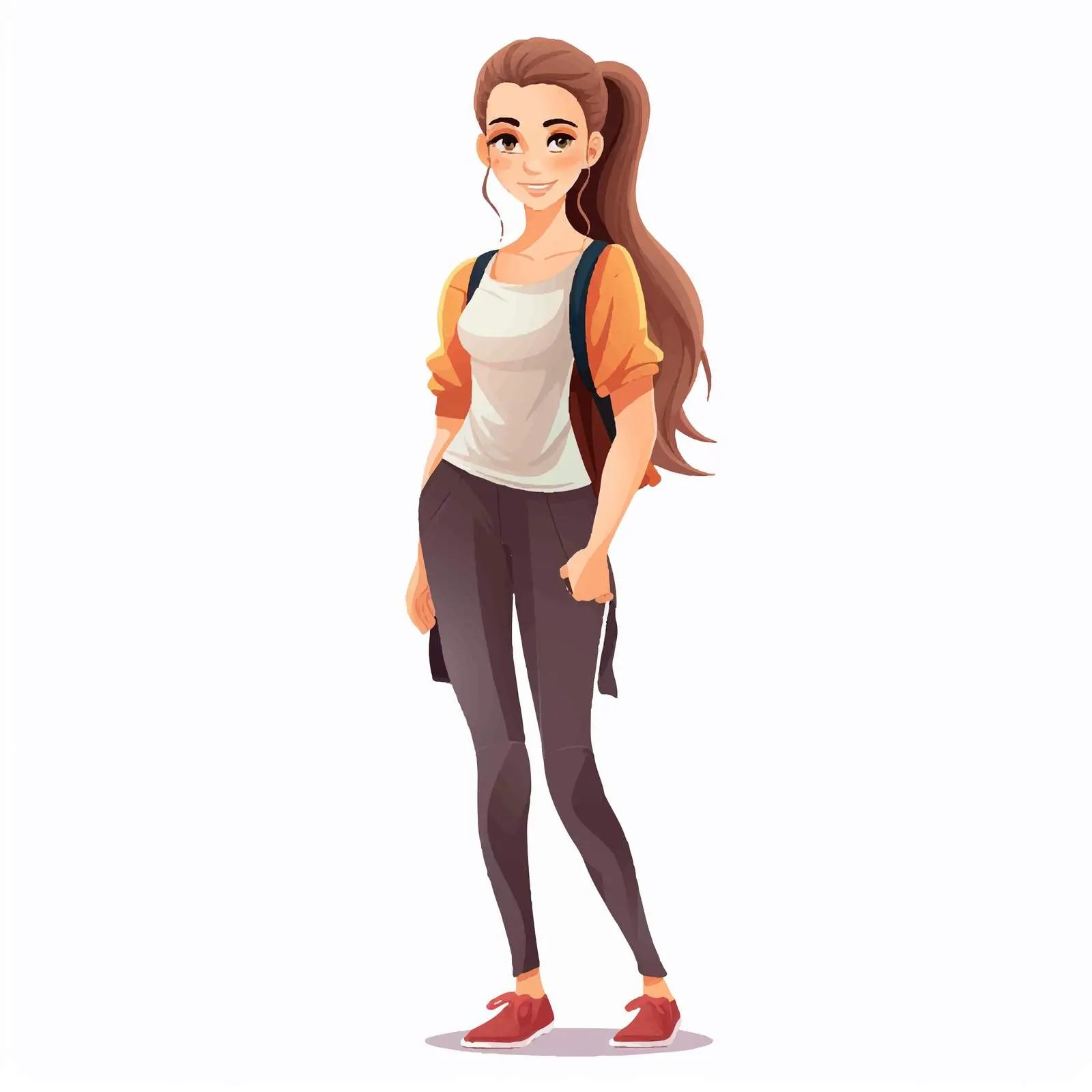 Casual Young Girl with Ponytail Vector Art — free download from Dotvec