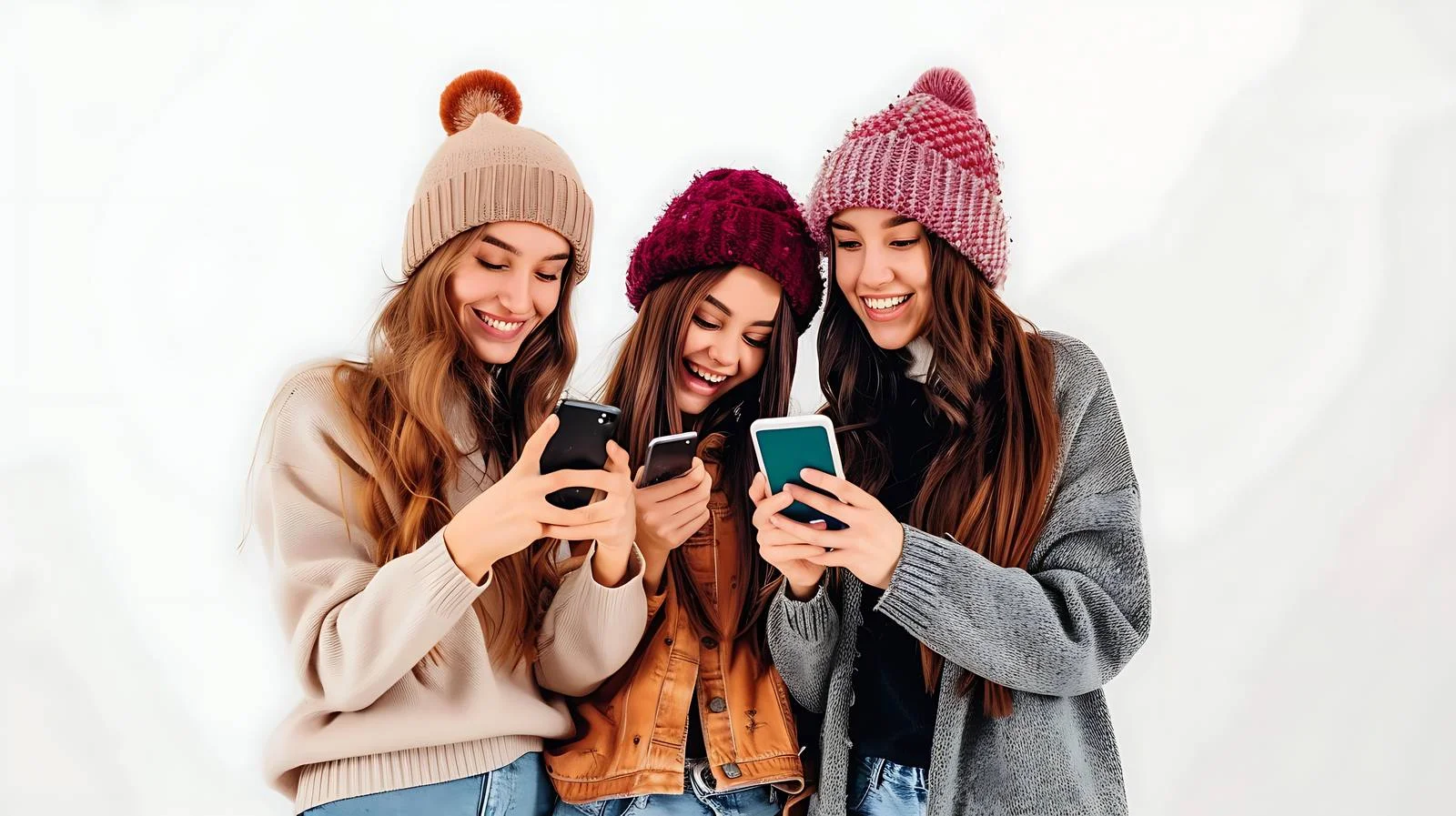 Young Friends Taking Phone Photos Together — free download from Dotvec