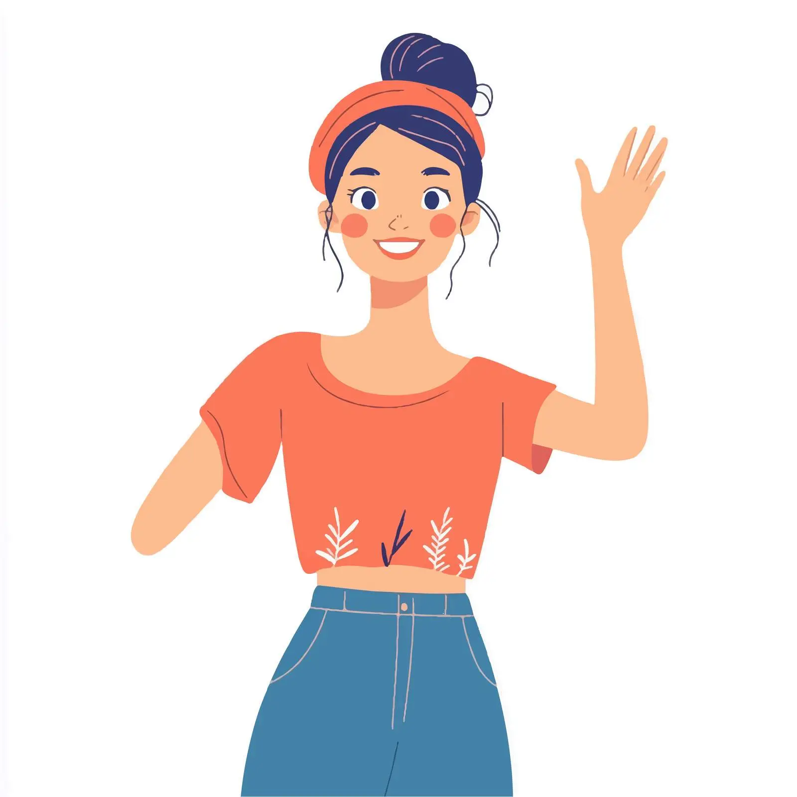 Charming Woman Greeting with a Wave — free download from Dotvec
