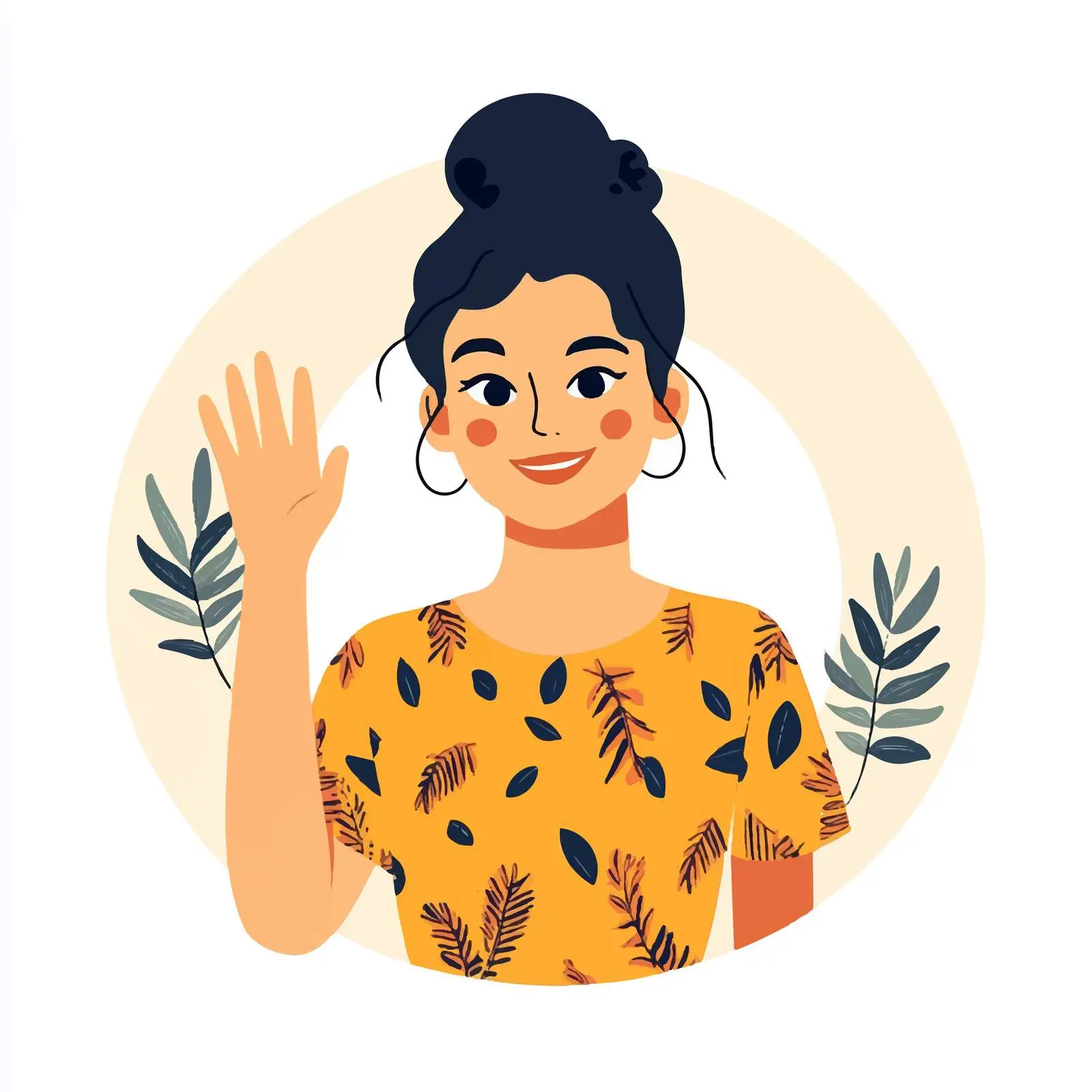 Young Woman Greeting with a Friendly Pose — free download from Dotvec