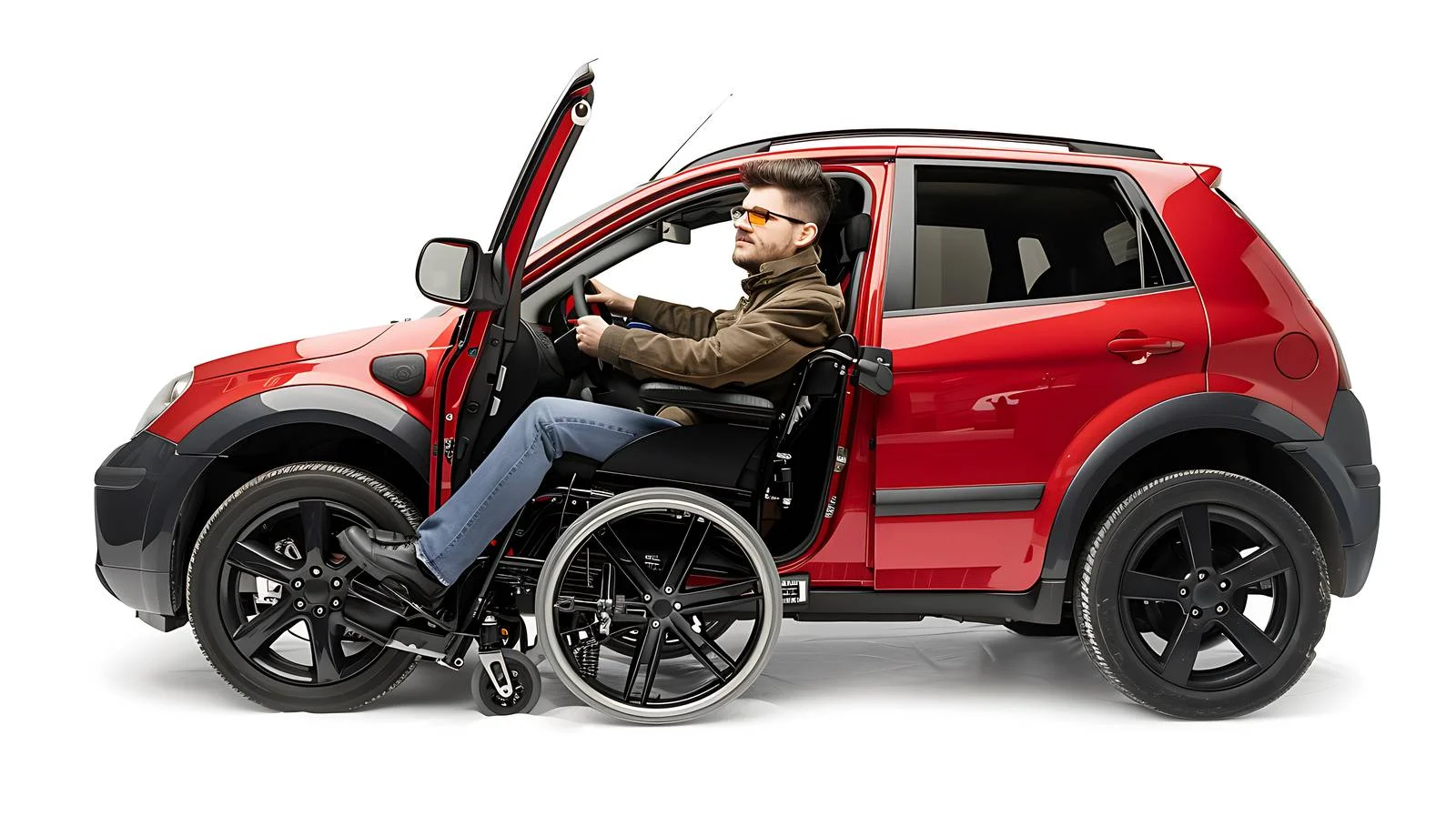 Young Driver Entering Red Car — free download from Dotvec