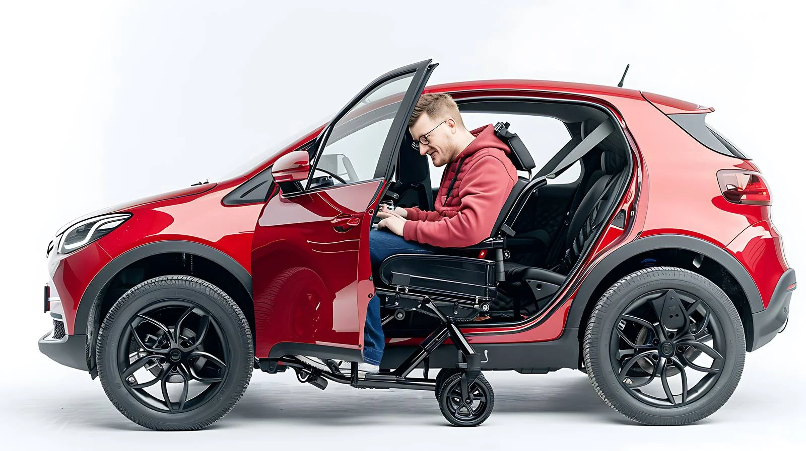 Young Driver Entering Red Car — free download from Dotvec