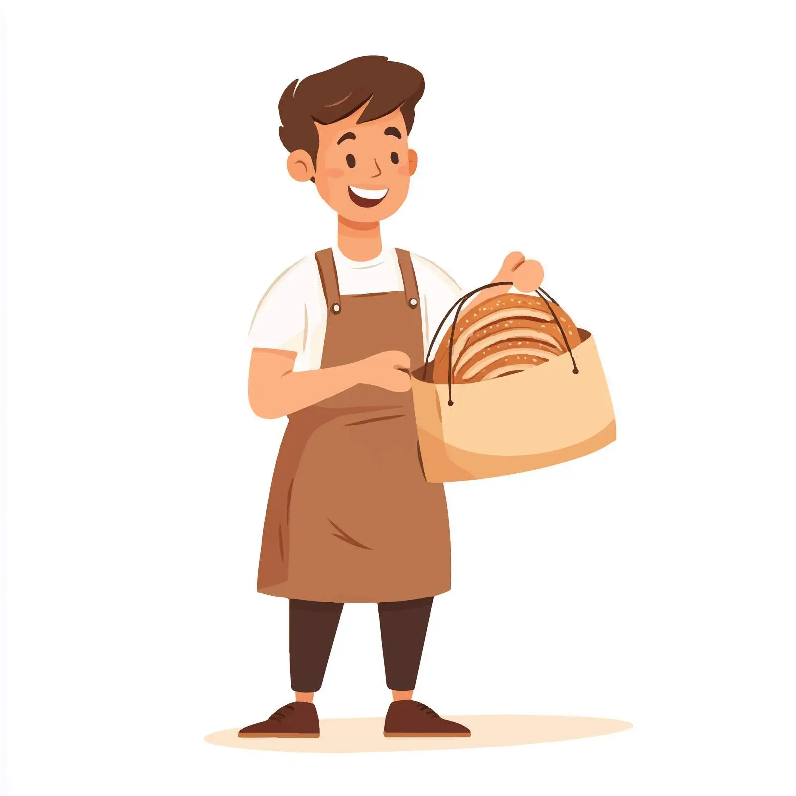 Happy Young Baker with Bread and Shopping Bag – free fresh bread image from Dotvec