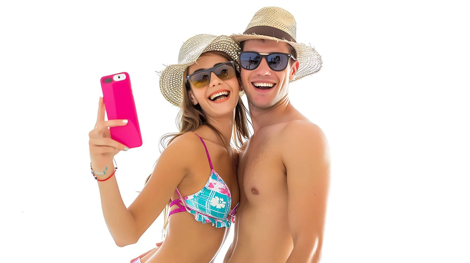 Joyful Couple Beach Selfie — free download from Dotvec