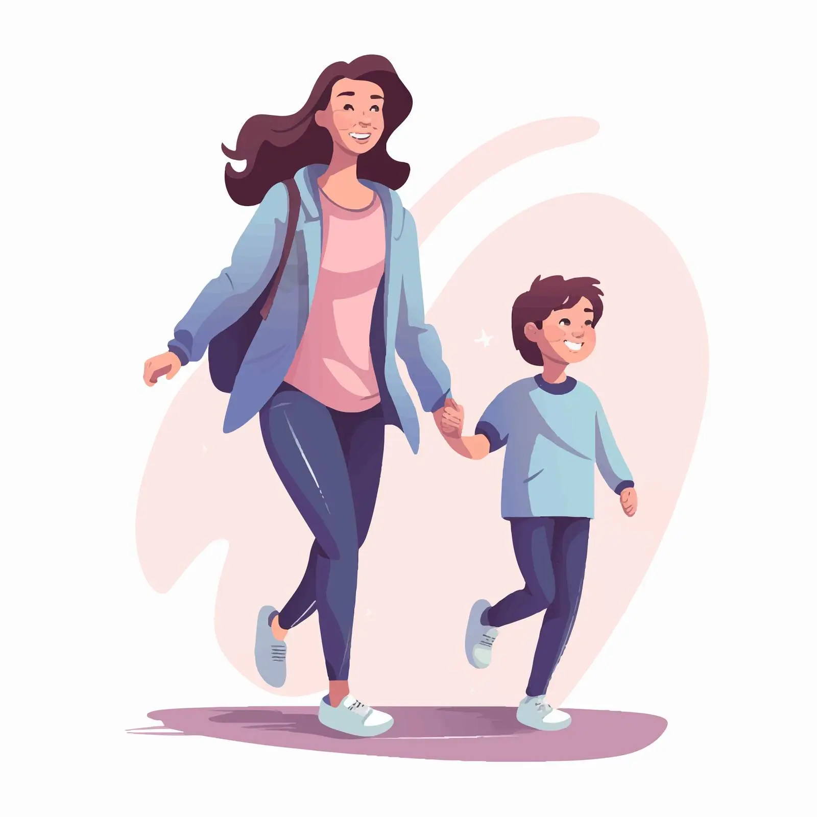 Happy Mother and Son Walking Together — free download from Dotvec