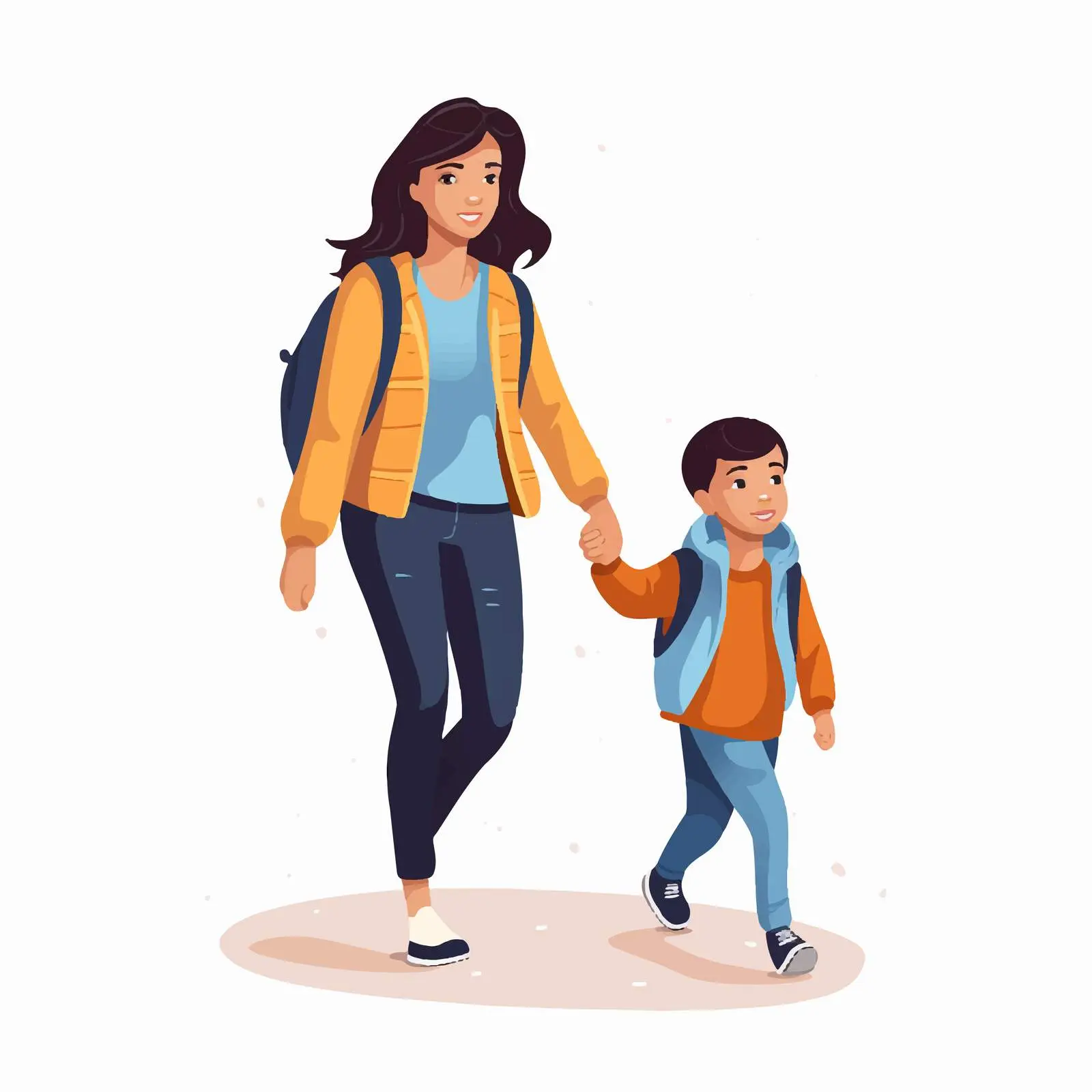 Happy Mother Walking Hand in Hand with Son — free download from Dotvec