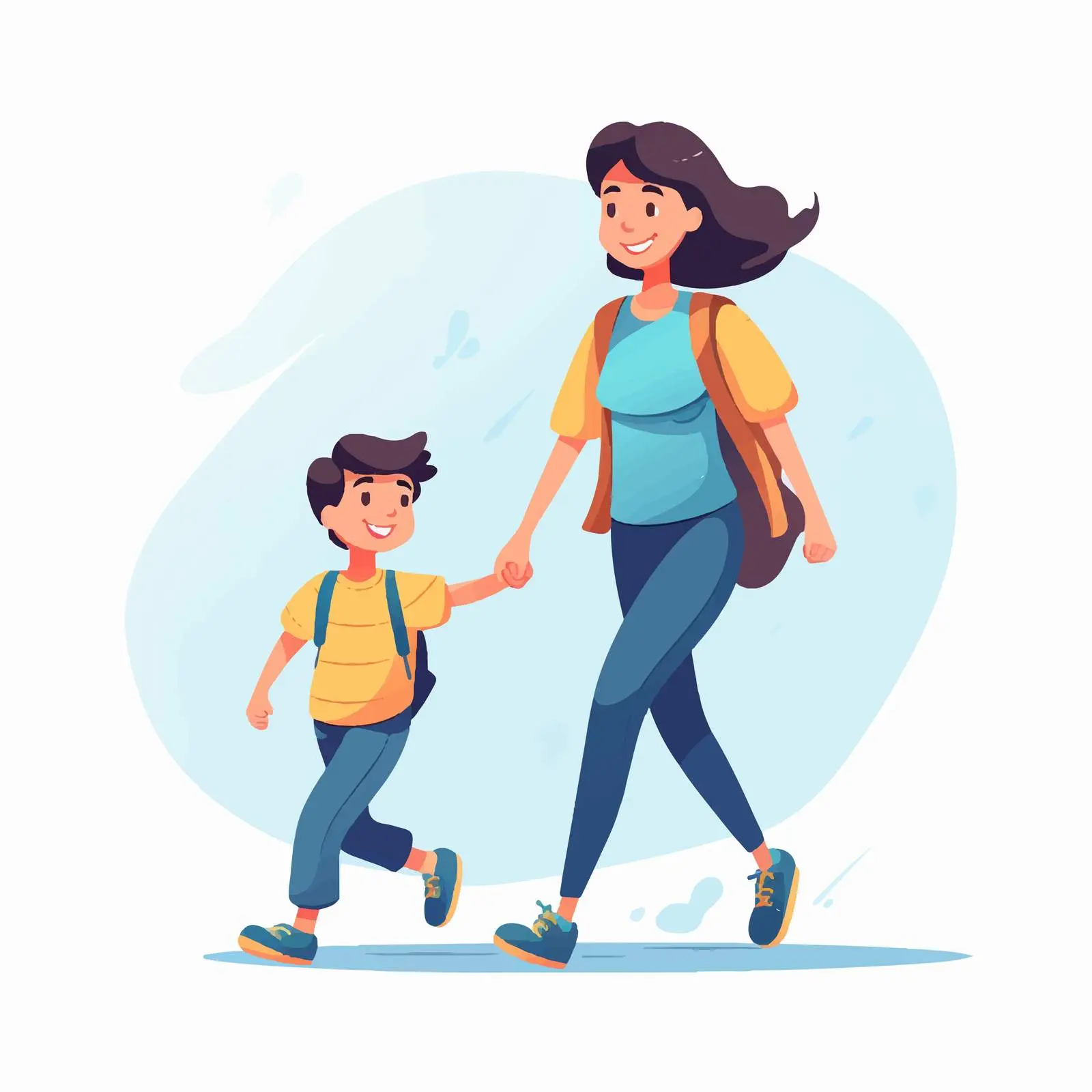 Happy Mother and Son Walking Together – free trusting image from Dotvec