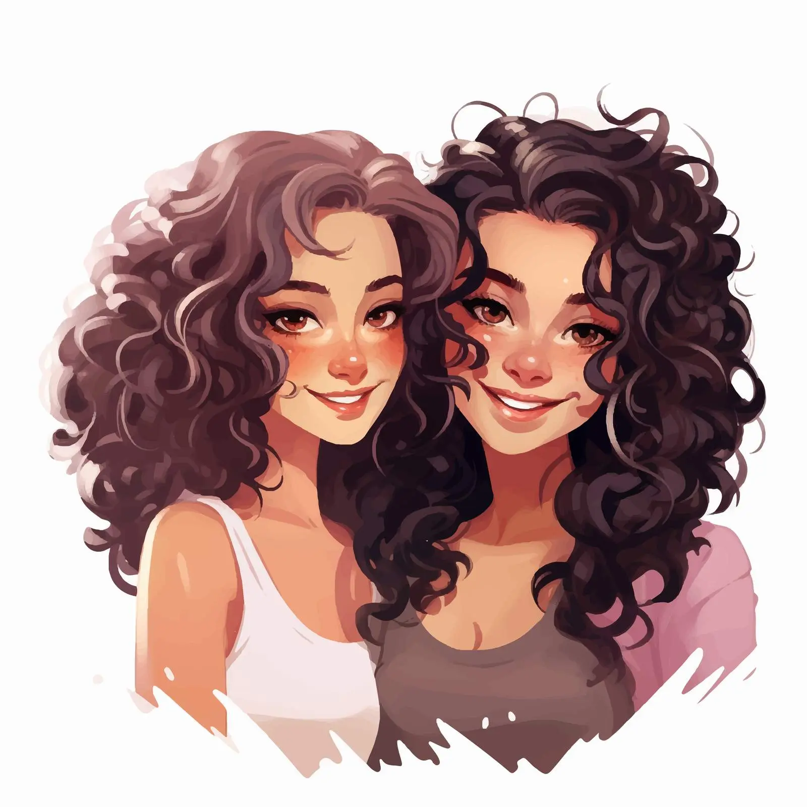 Happy Young Women with Curly Hairstyles — free download from Dotvec