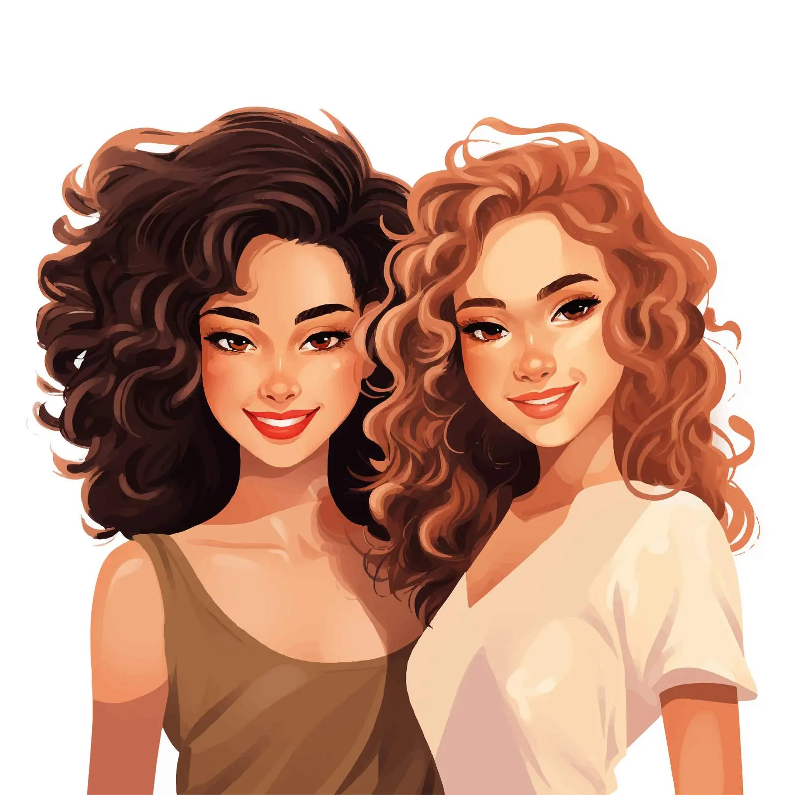 Happy Women with Curly Hairstyles in Vectors — free download from Dotvec