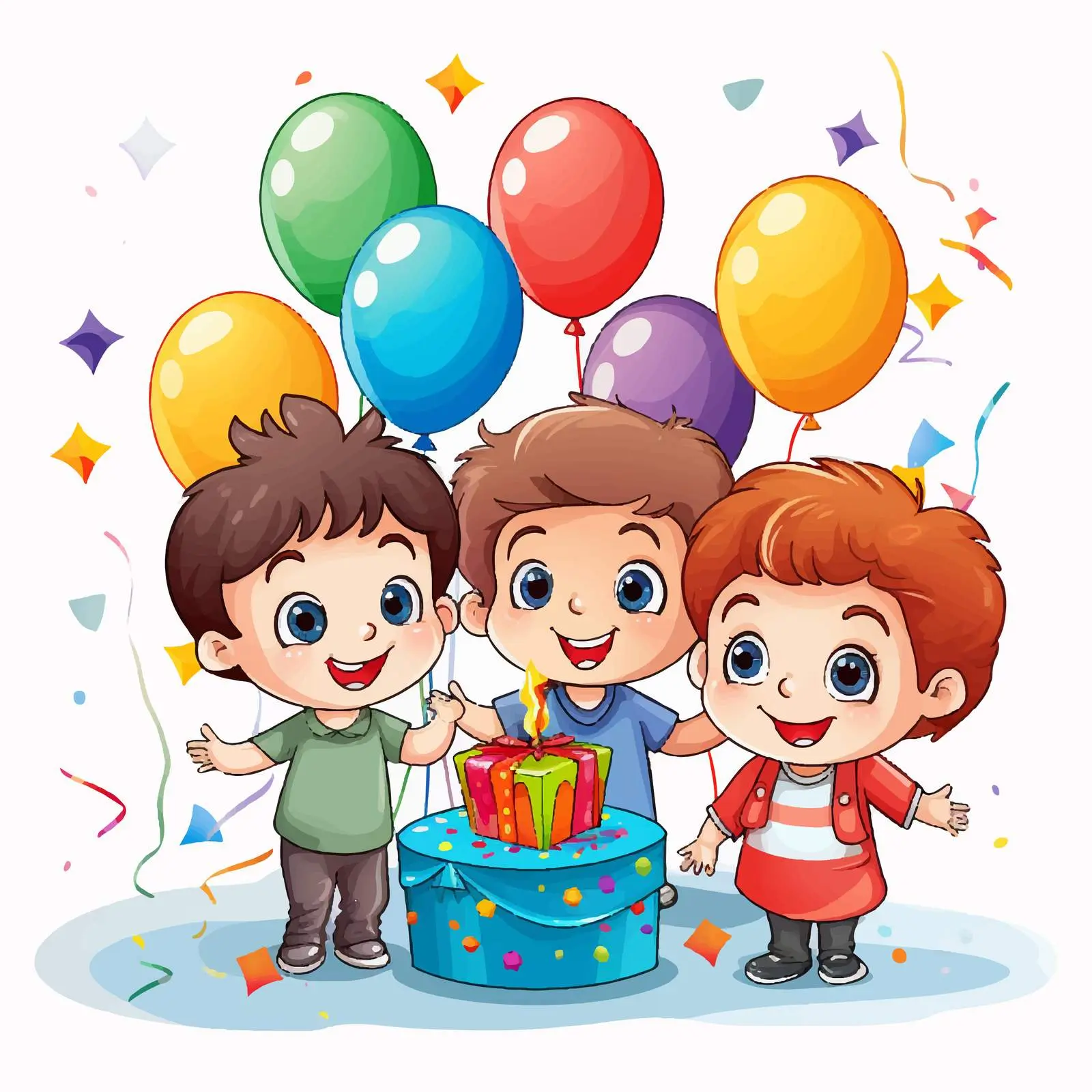 Young Kids Celebrating at Birthday Party Vector — free download from Dotvec