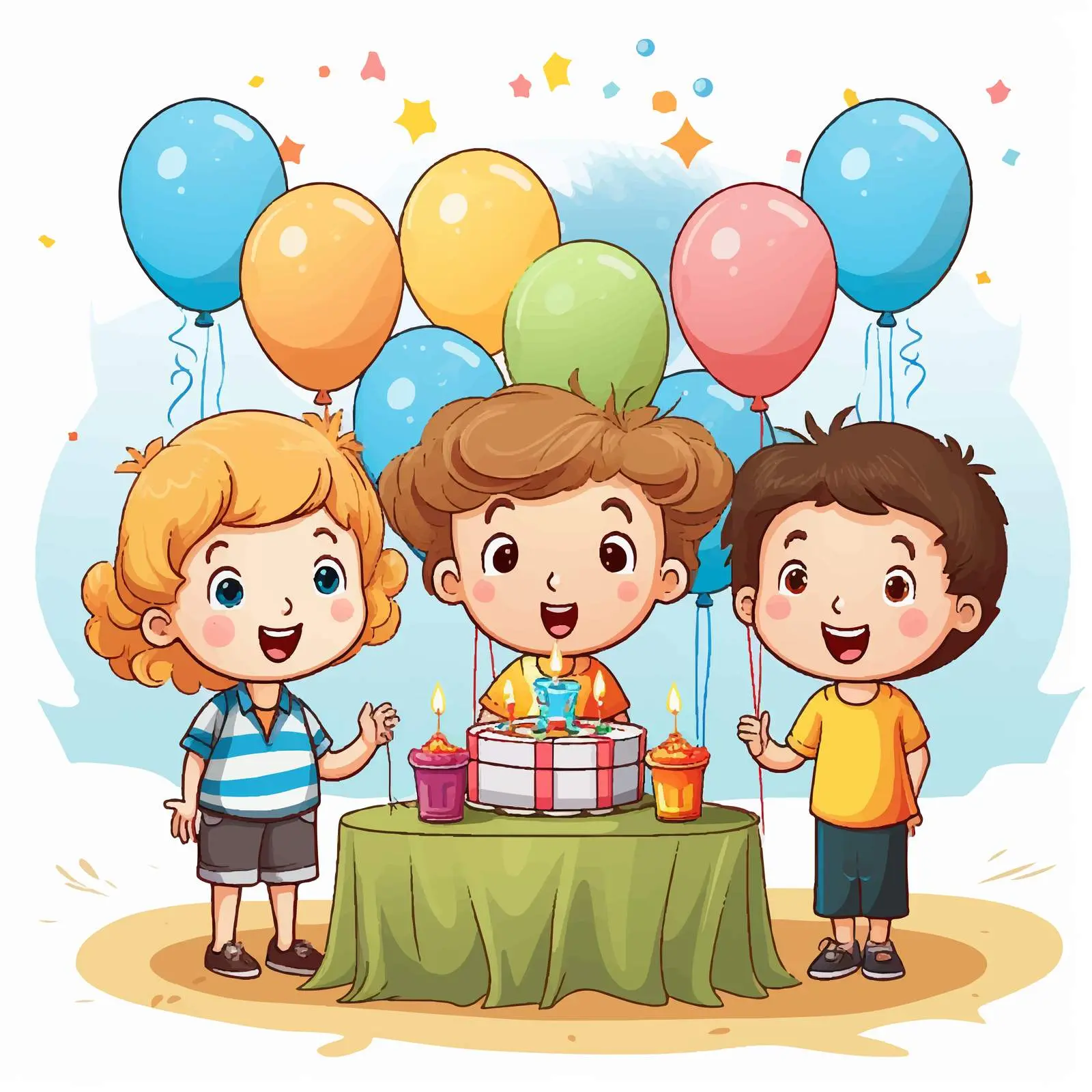 Kids Celebrating at a Colorful Birthday Party — free download from Dotvec