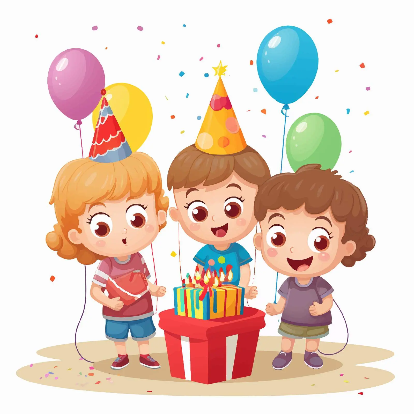 Kids Celebrating at a Birthday Party Vector – free childrens party image from Dotvec