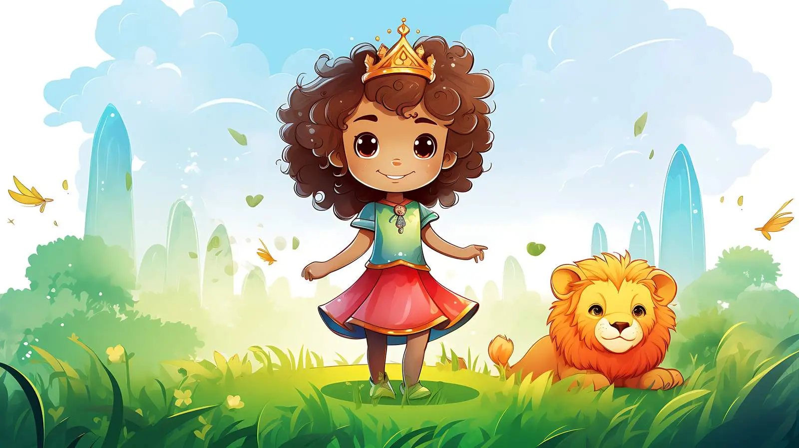 Majestic King in Rainbow Field Vector Illustration — free download from Dotvec