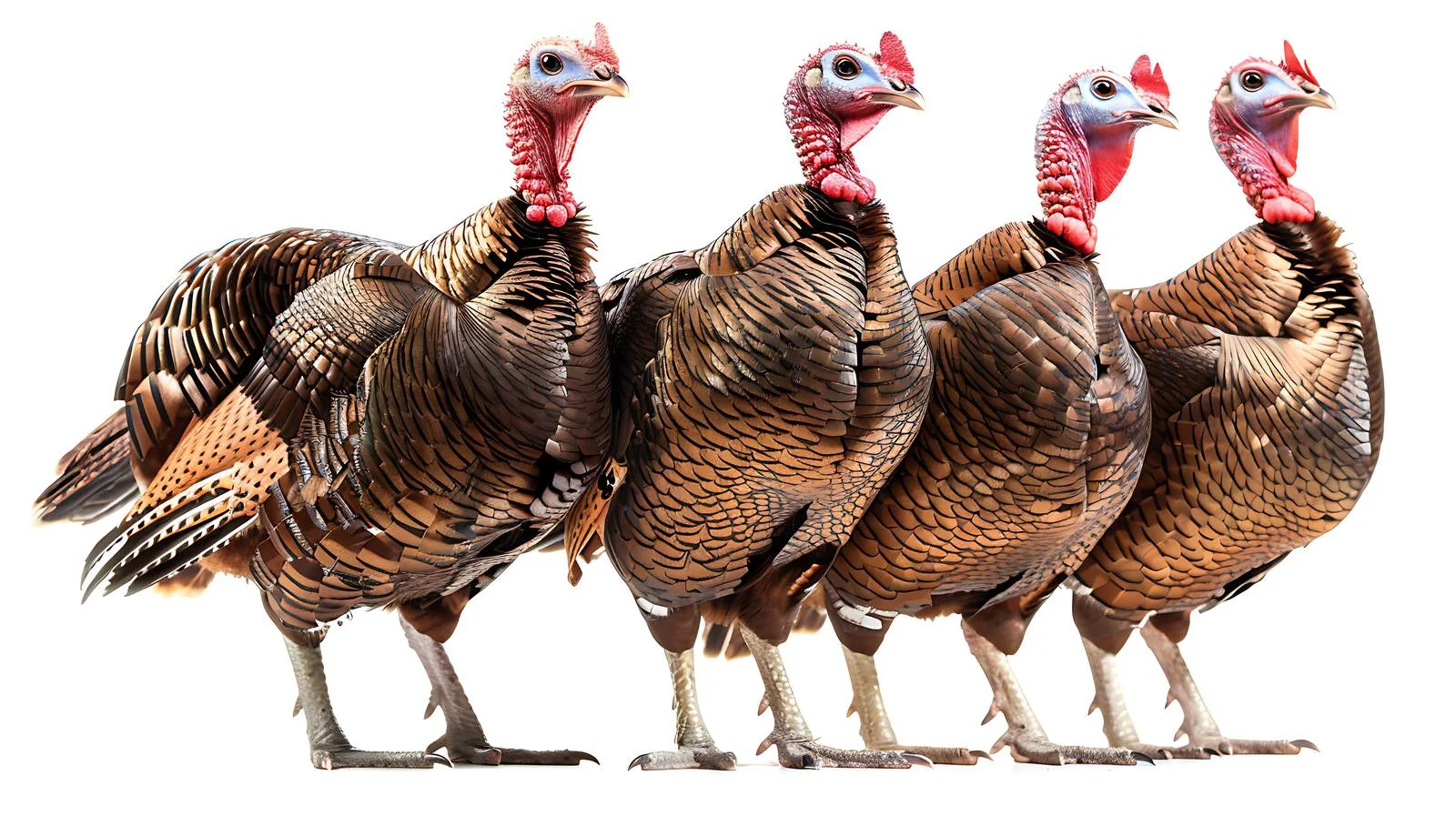 Vibrant large turkeys roaming rural farm — free download from Dotvec