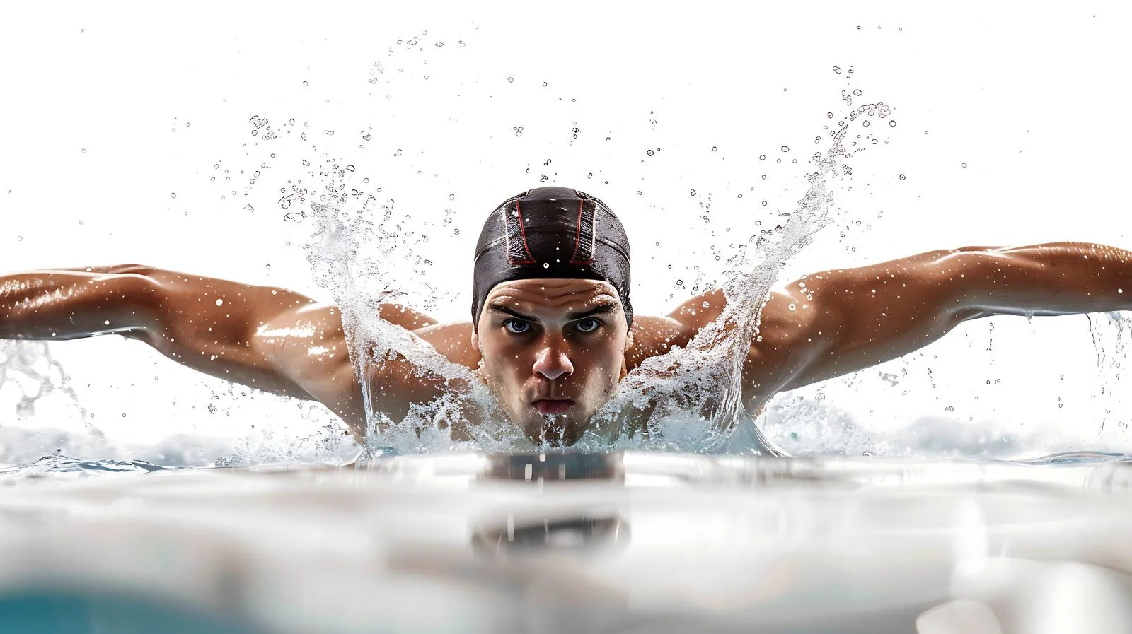 Competitive young swimmer in freestyle race — free download from Dotvec