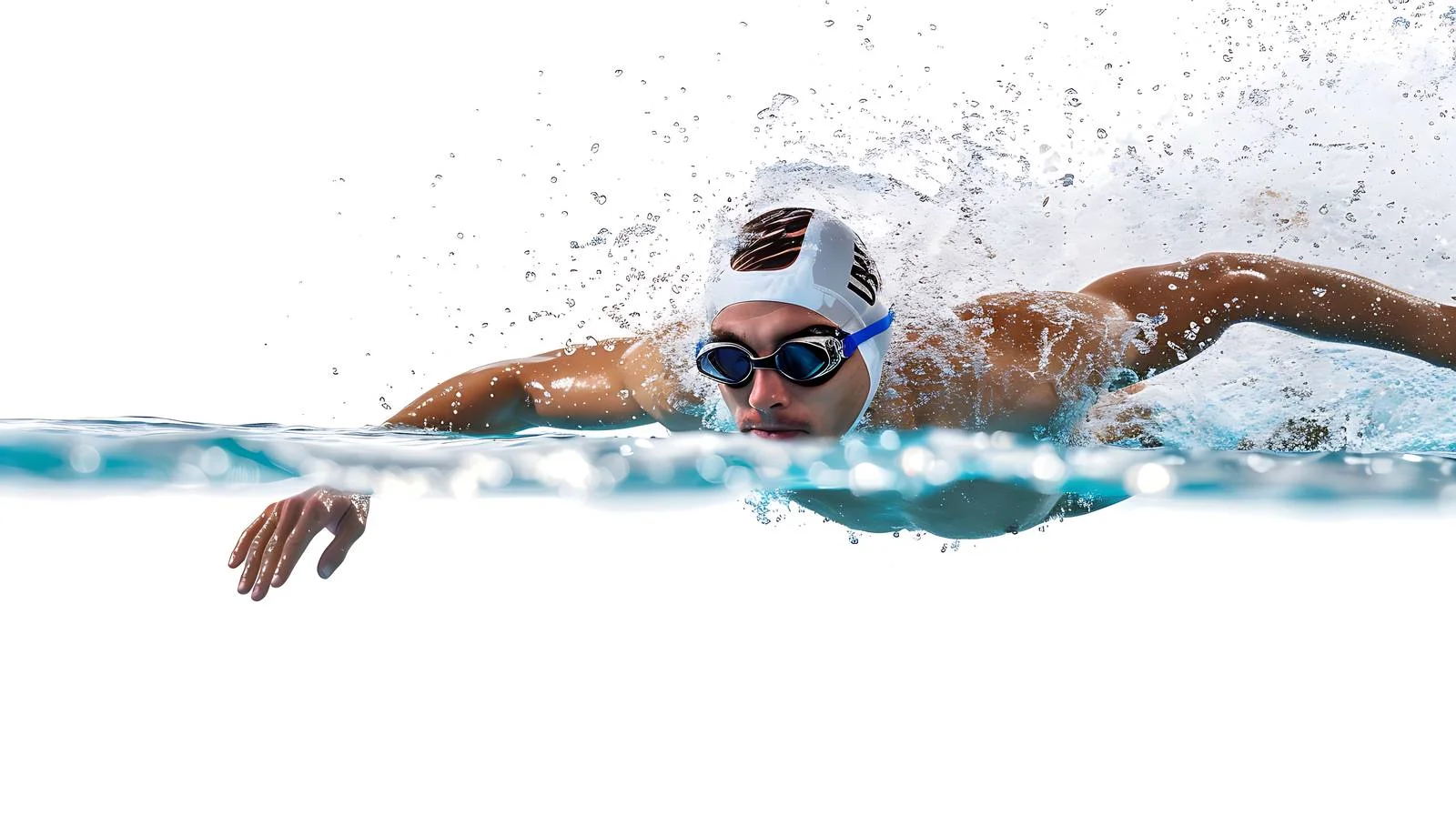 Competitive young male breaststroke swimmer in action — free download from Dotvec