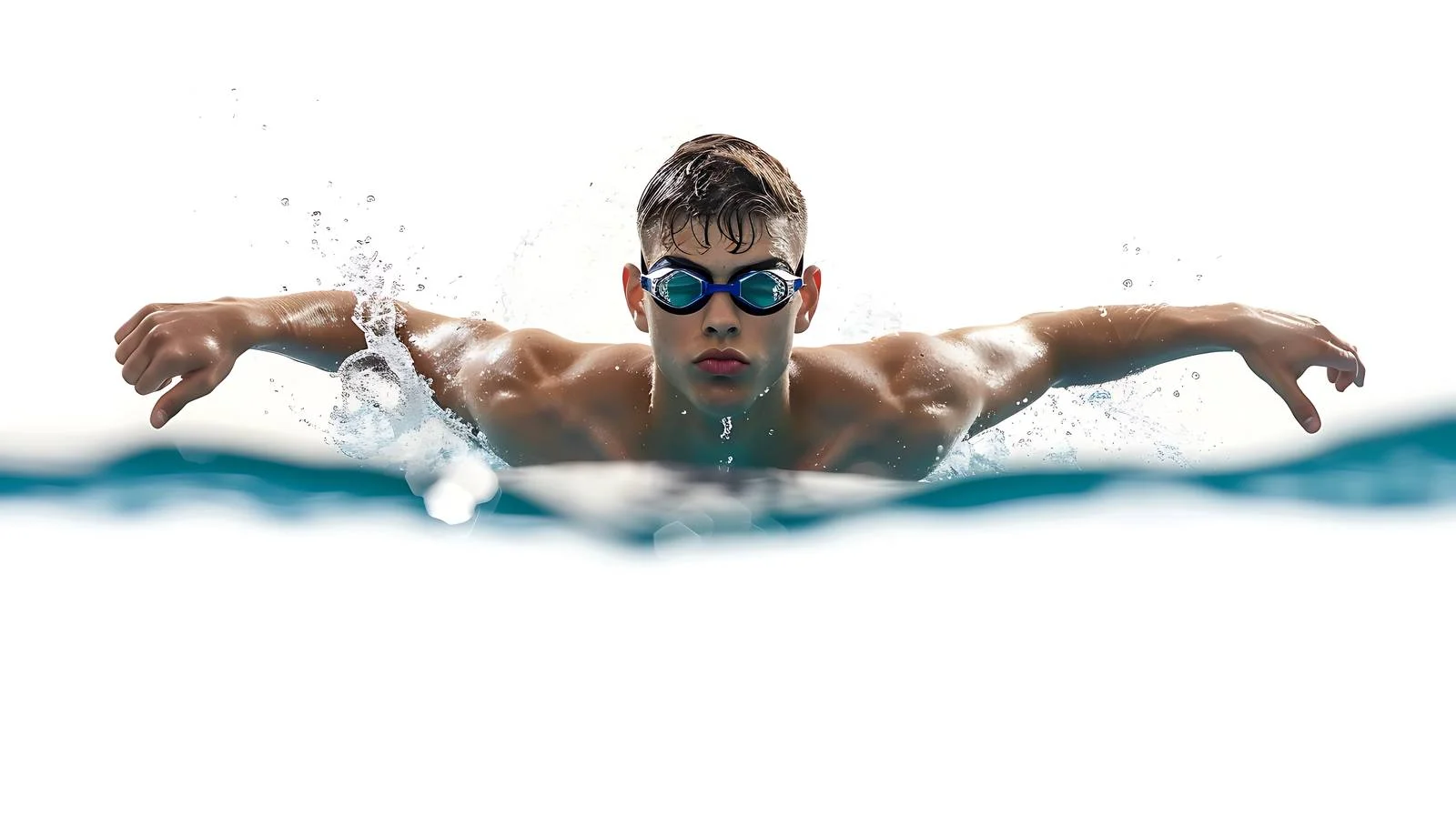 Competitive young male breaststroke swimmer in action — free download from Dotvec