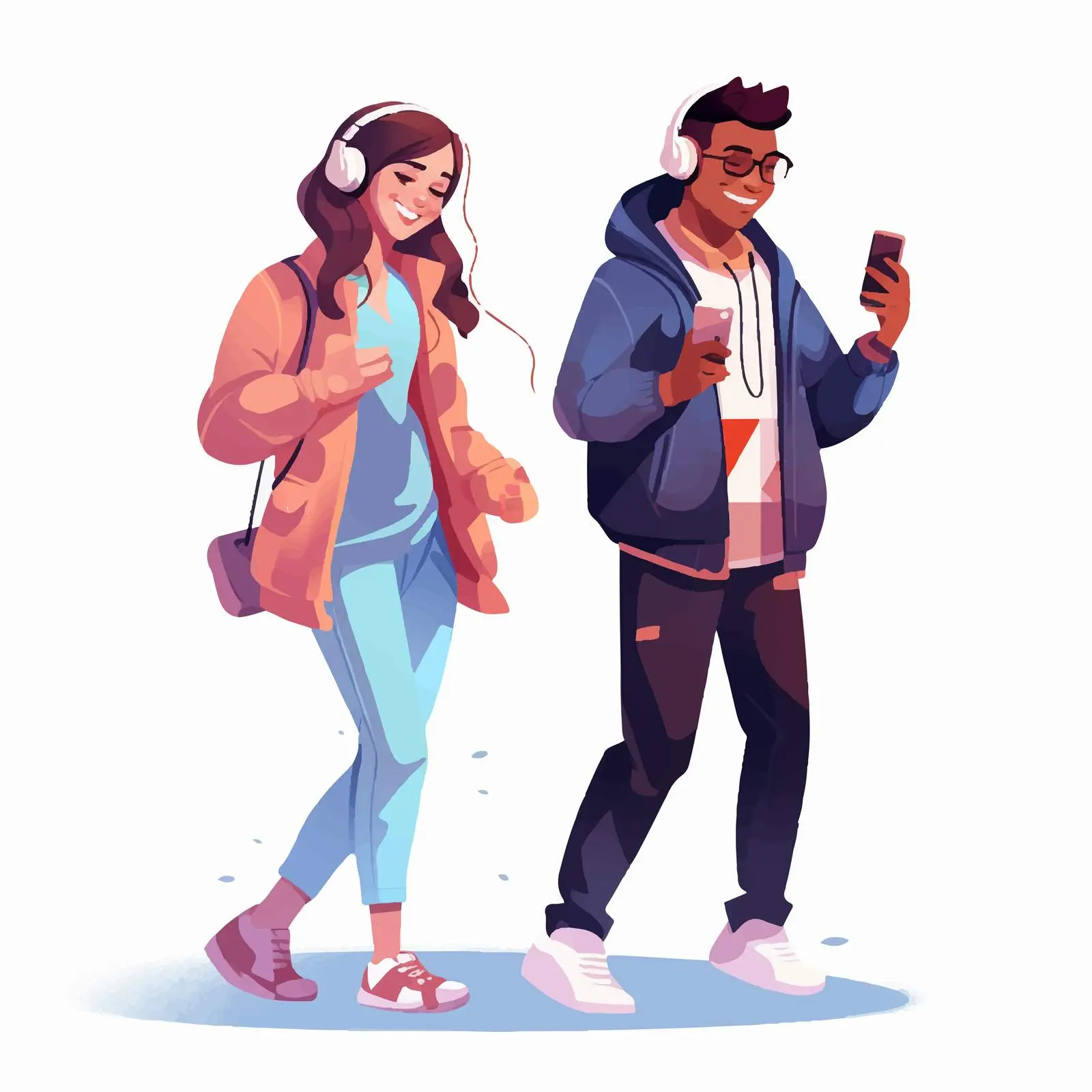 Trendy Young Couple Enjoying Music Together – free fashionable couple image from Dotvec