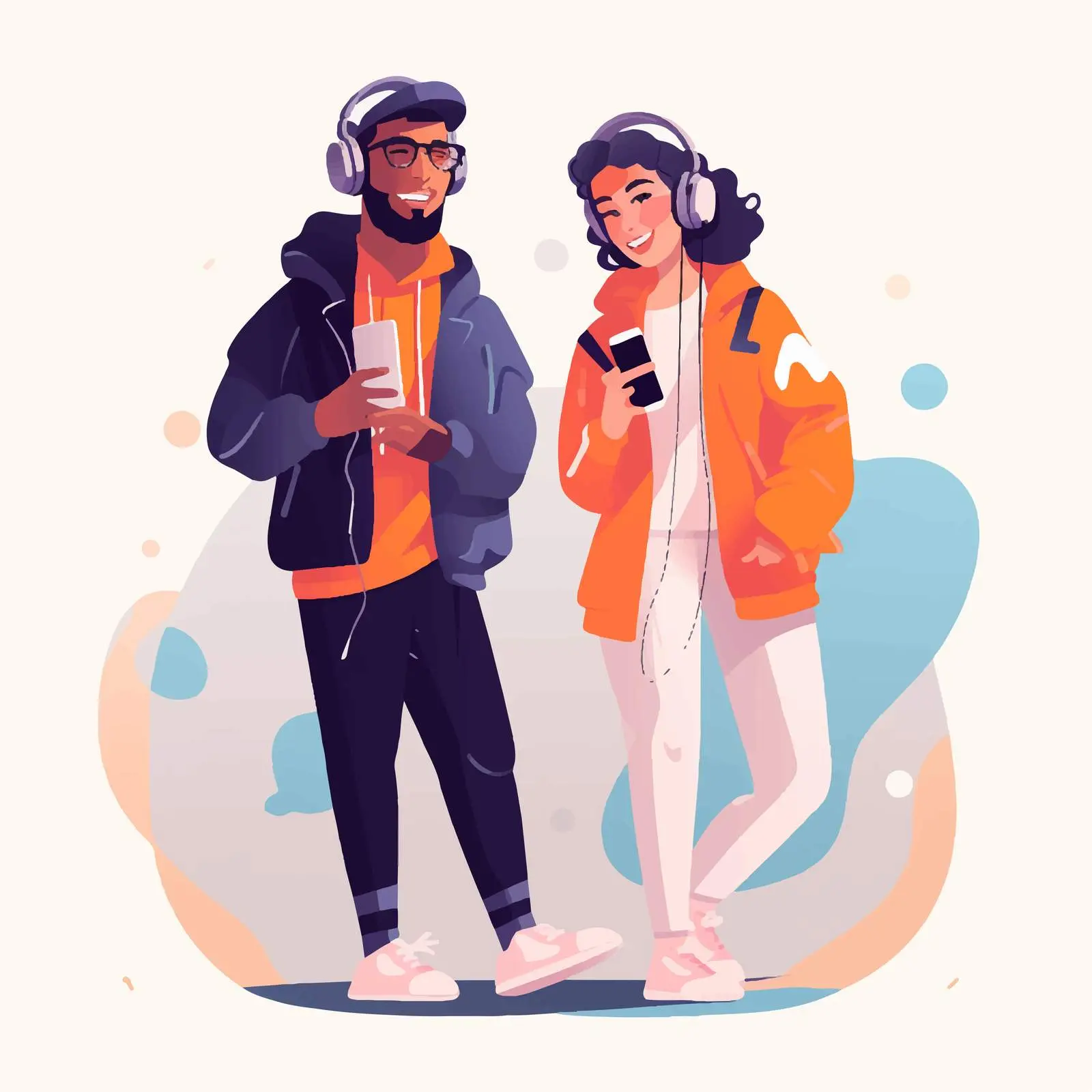 Young Couple in Trendy Outfits Enjoying Music — free download from Dotvec