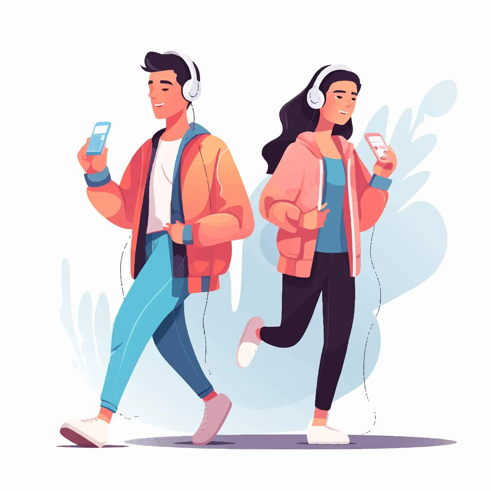 Stylish Young Man and Woman Listening to Music – free relaxed vibe image from Dotvec