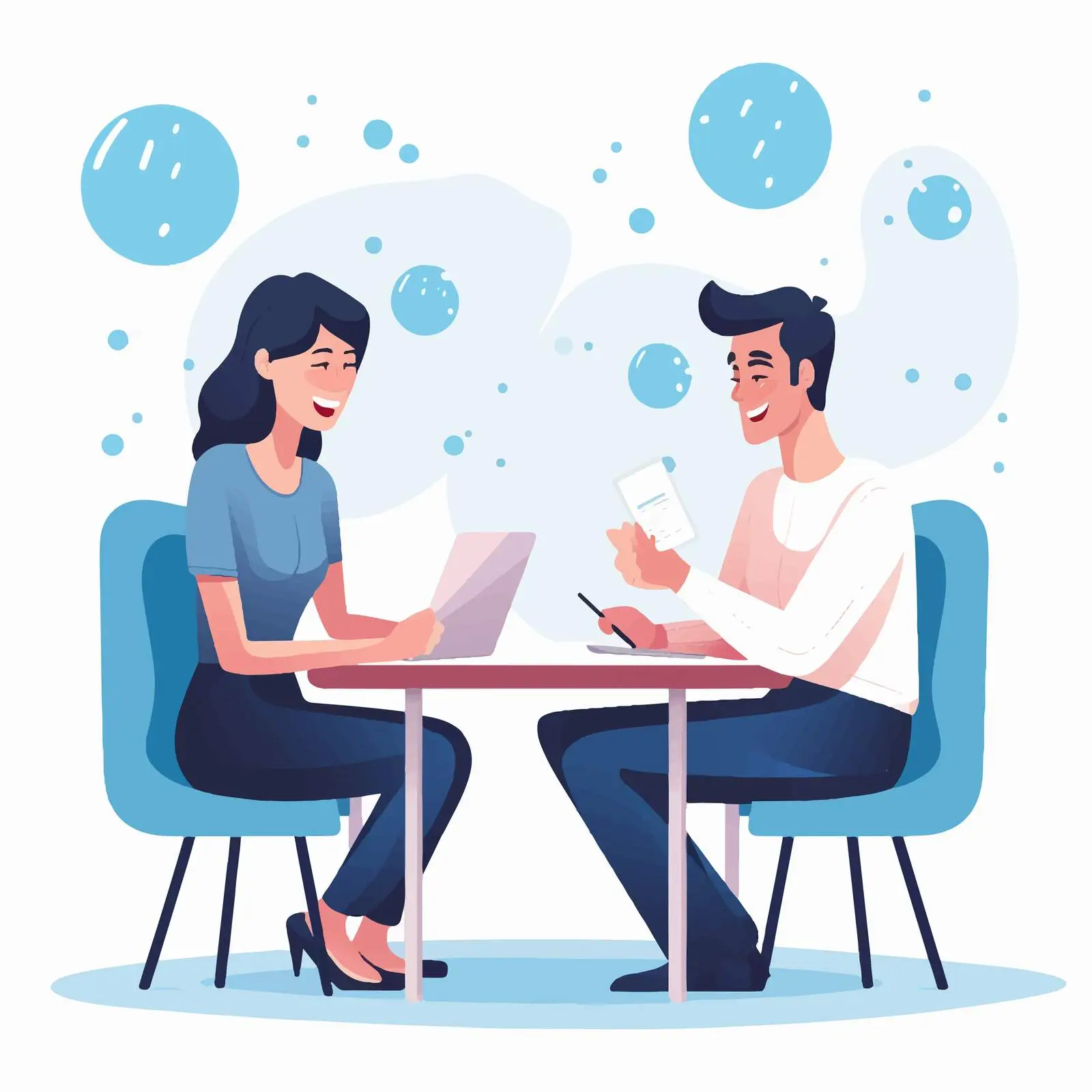 Young Couple at Table Engaging Conversation — free download from Dotvec