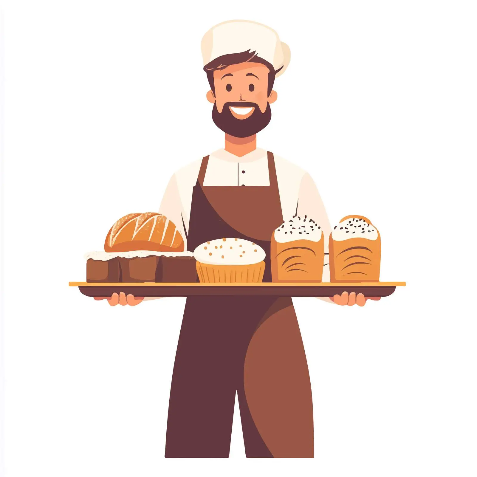 Young Baker with Fresh Buns and Bread Tray — free download from Dotvec