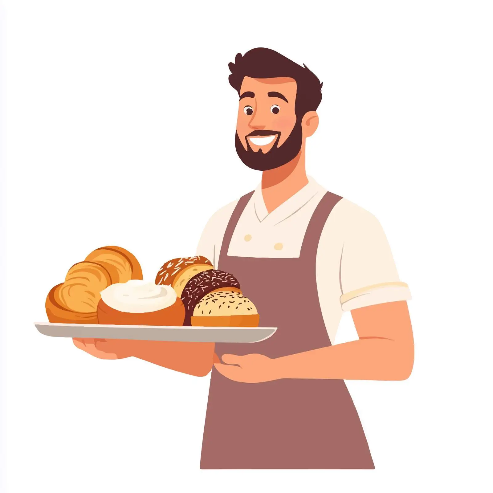 Young Baker Holding Tray of Fresh Breads — free download from Dotvec