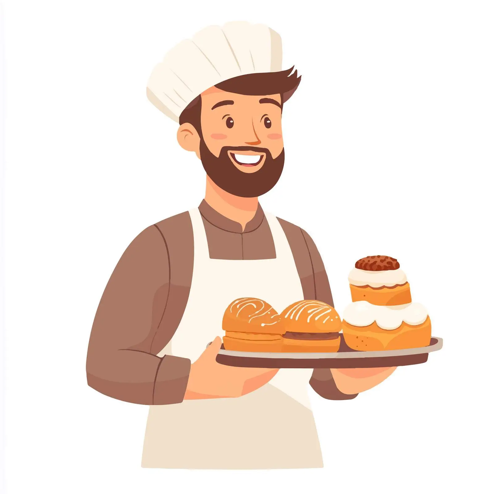 Young Baker with Tray of Breads and Buns – free fresh bread image from Dotvec