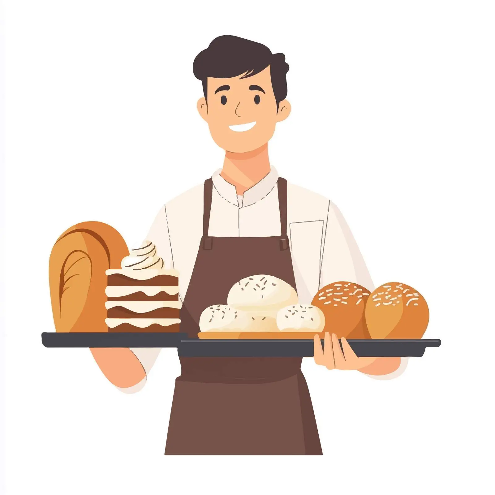Young Baker Holding Tray of Fresh Bread — free download from Dotvec