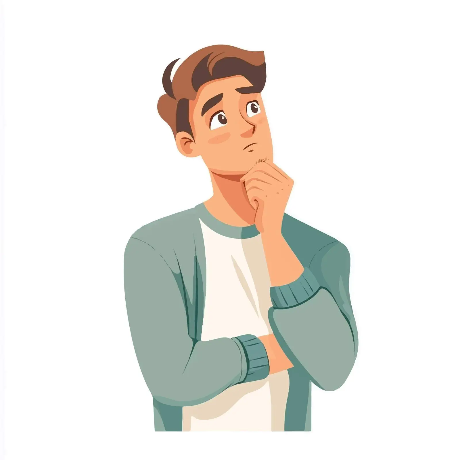 Confused Young Man Cartoon Character Thinking Deeply — free download from Dotvec