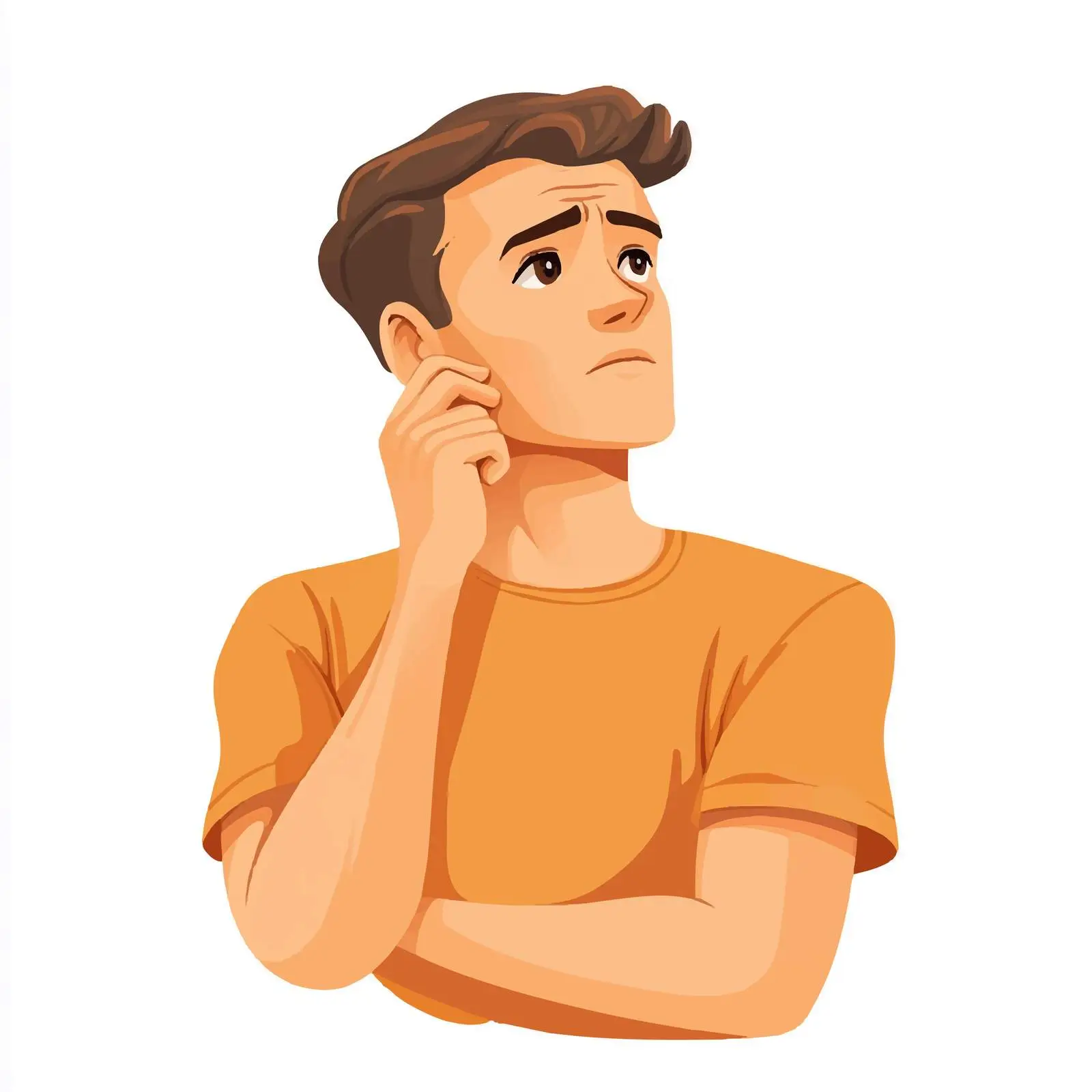 Confused Young Man Cartoon Character Thinking Deeply — free download from Dotvec