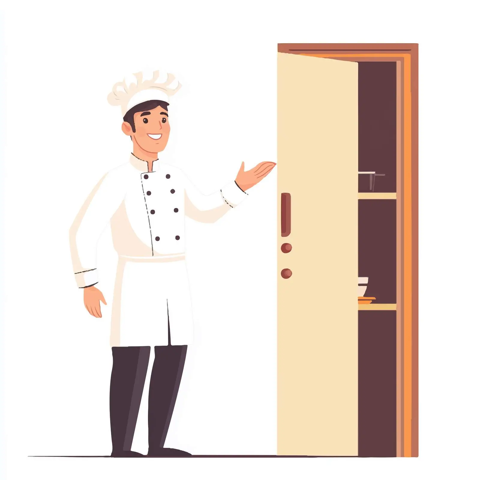 Young Chef in Uniform Inviting Guests — free download from Dotvec