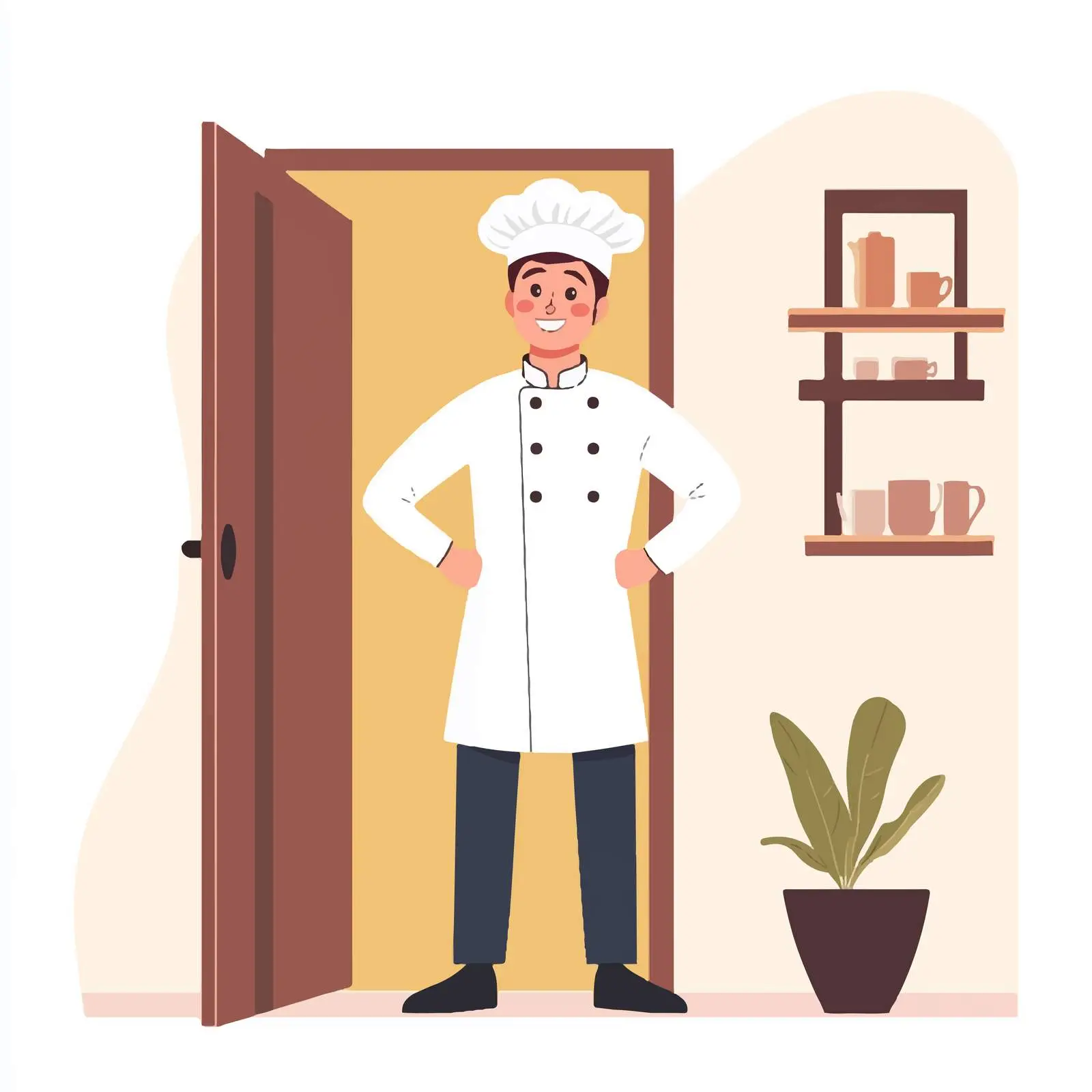 Young Chef Inviting Guests in Uniform — free download from Dotvec