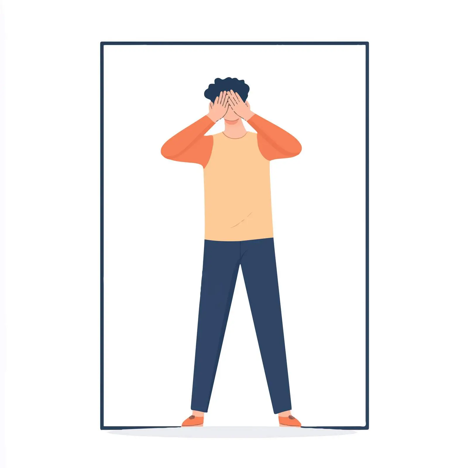 Young Man Covering Ears in Silence Illustration — free download from Dotvec