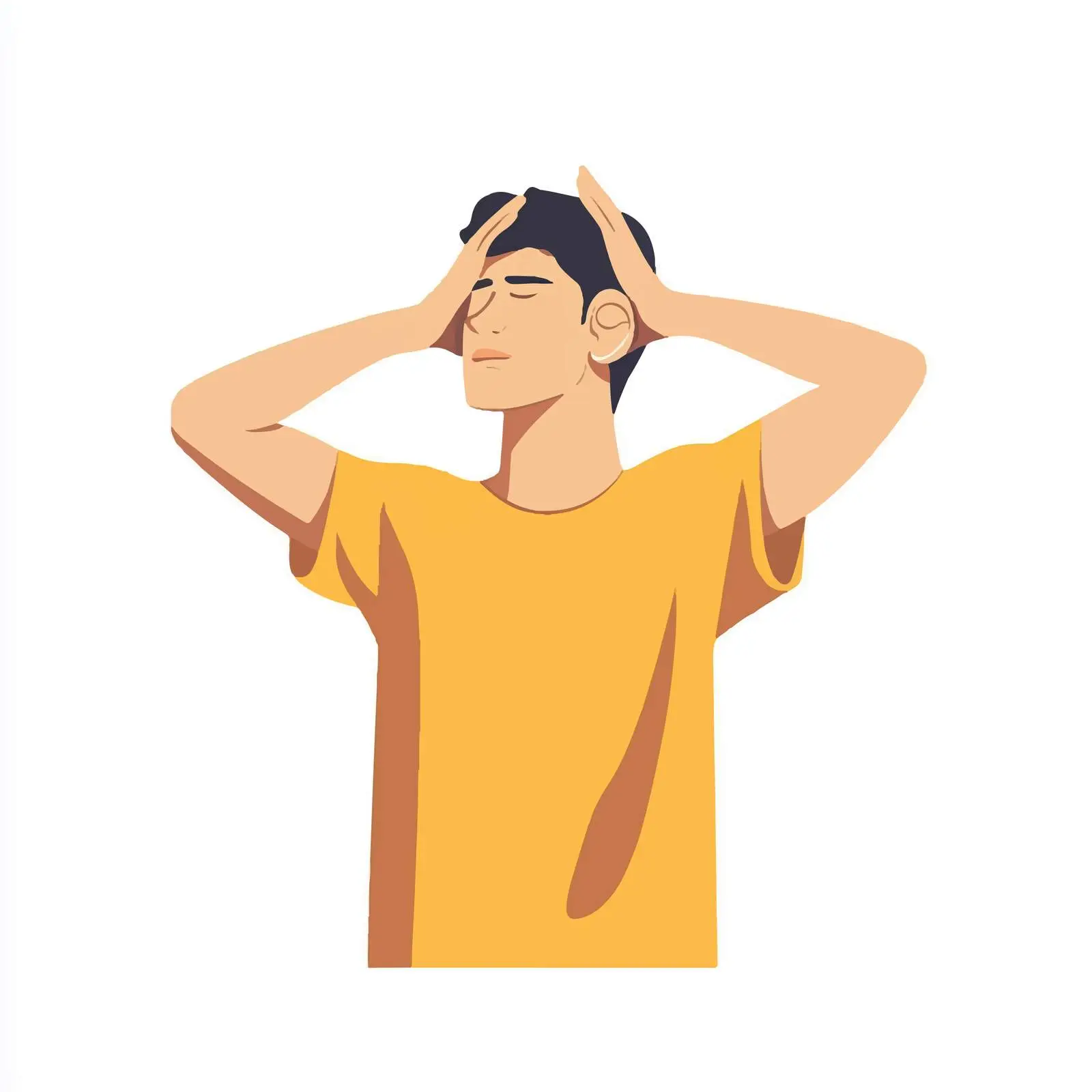 Young Man Covering Ears for Silence Concept — free download from Dotvec