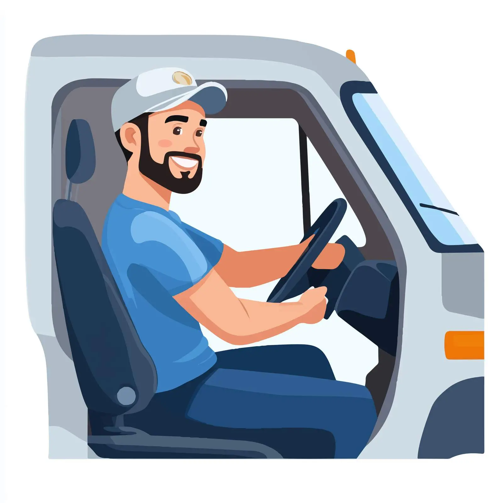 Smiling Young Man Driving Delivery Truck – free delivery truck image from Dotvec