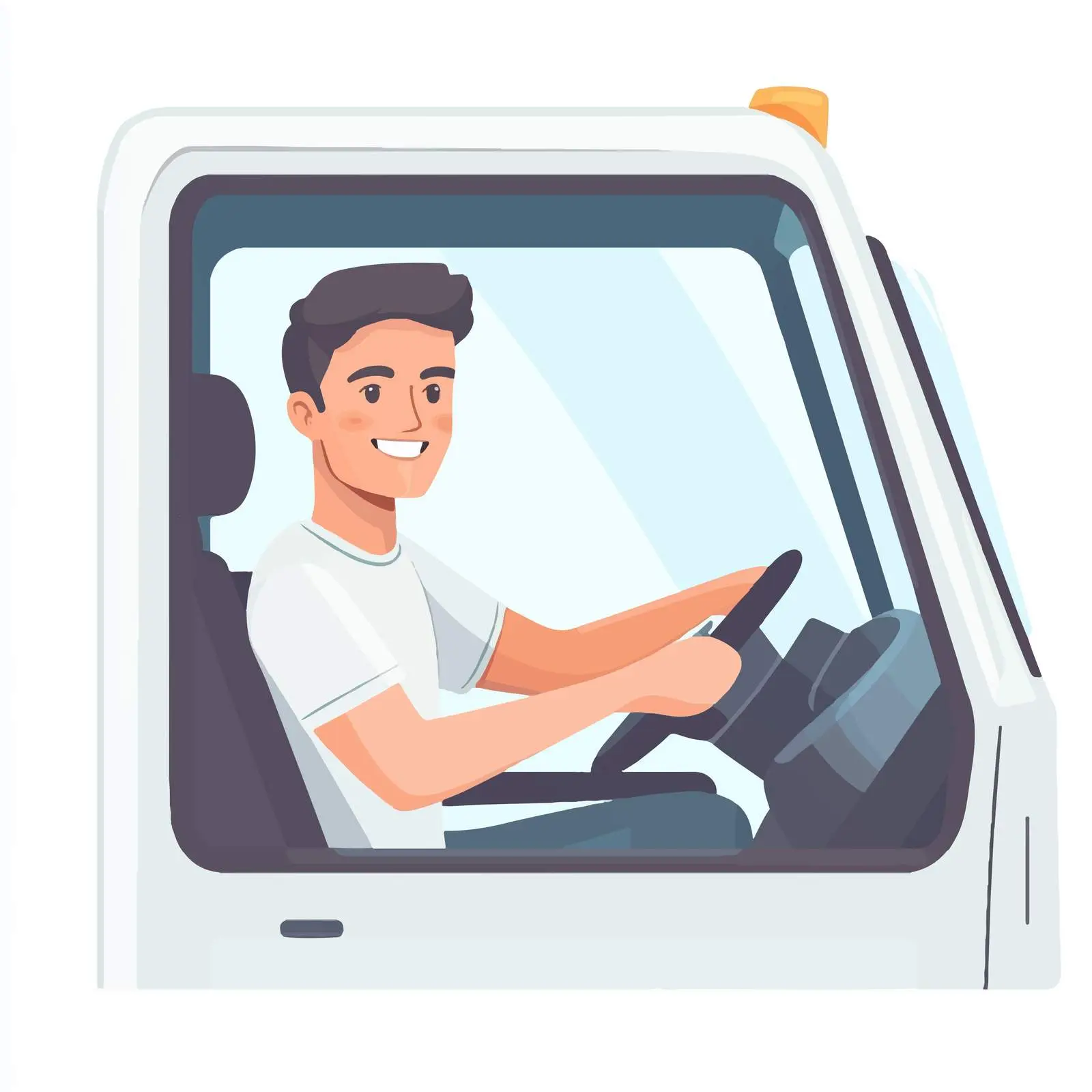 Smiling Young Man Driving Delivery Truck – free delivery truck image from Dotvec