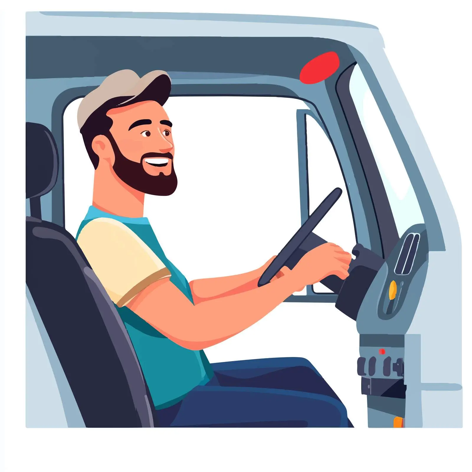 Smiling Young Man Driving a Delivery Truck – free delivery truck image from Dotvec