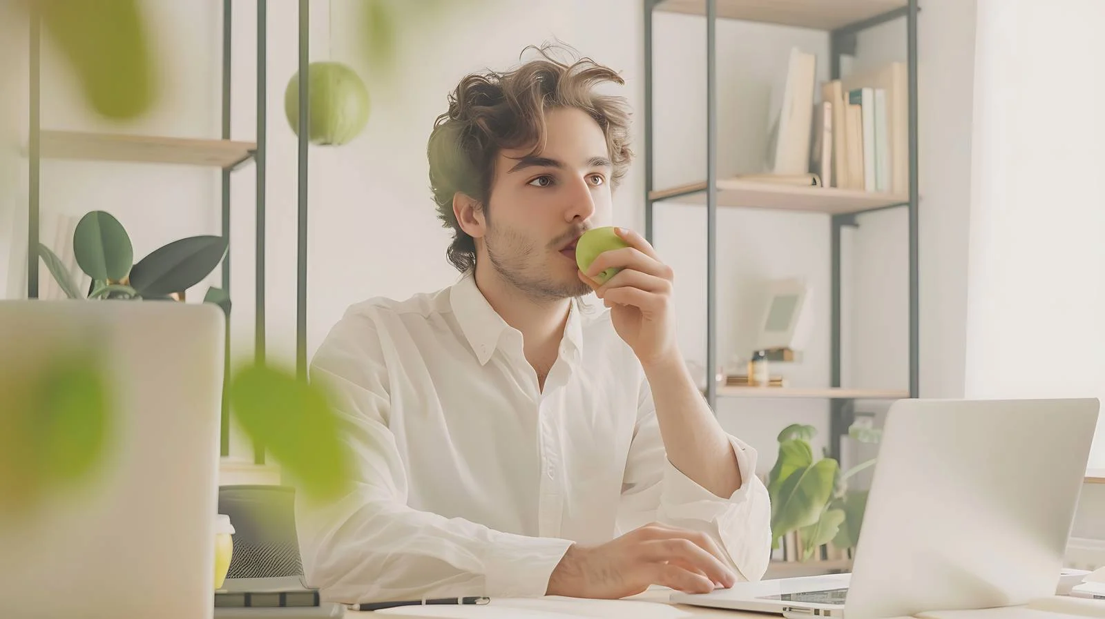 Young Man Enjoying Healthy Snack at Home — free download from Dotvec