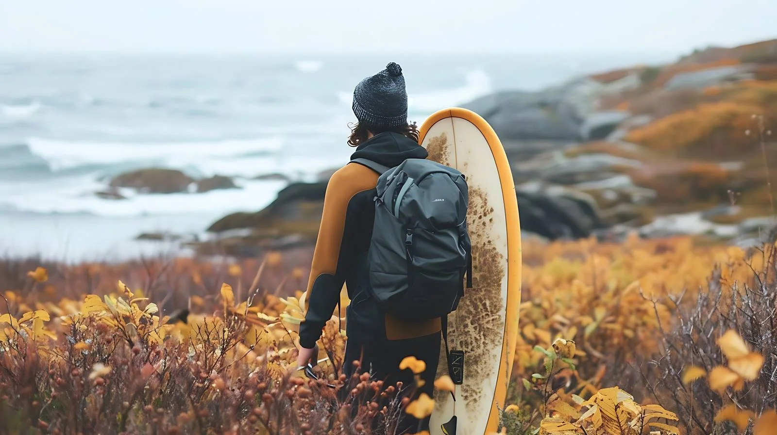 Adventurous Man Surfing in Nova Scotia — free download from Dotvec