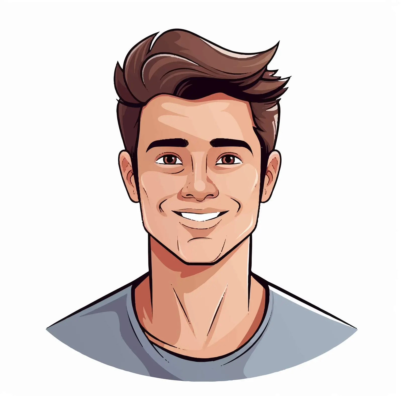Cartoon Vector Illustration of Young Man's Face — free download from Dotvec