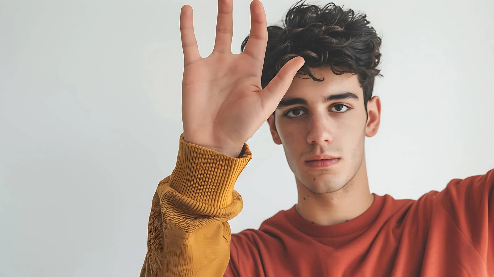 Portrait of Young Man Concealing Face — free download from Dotvec