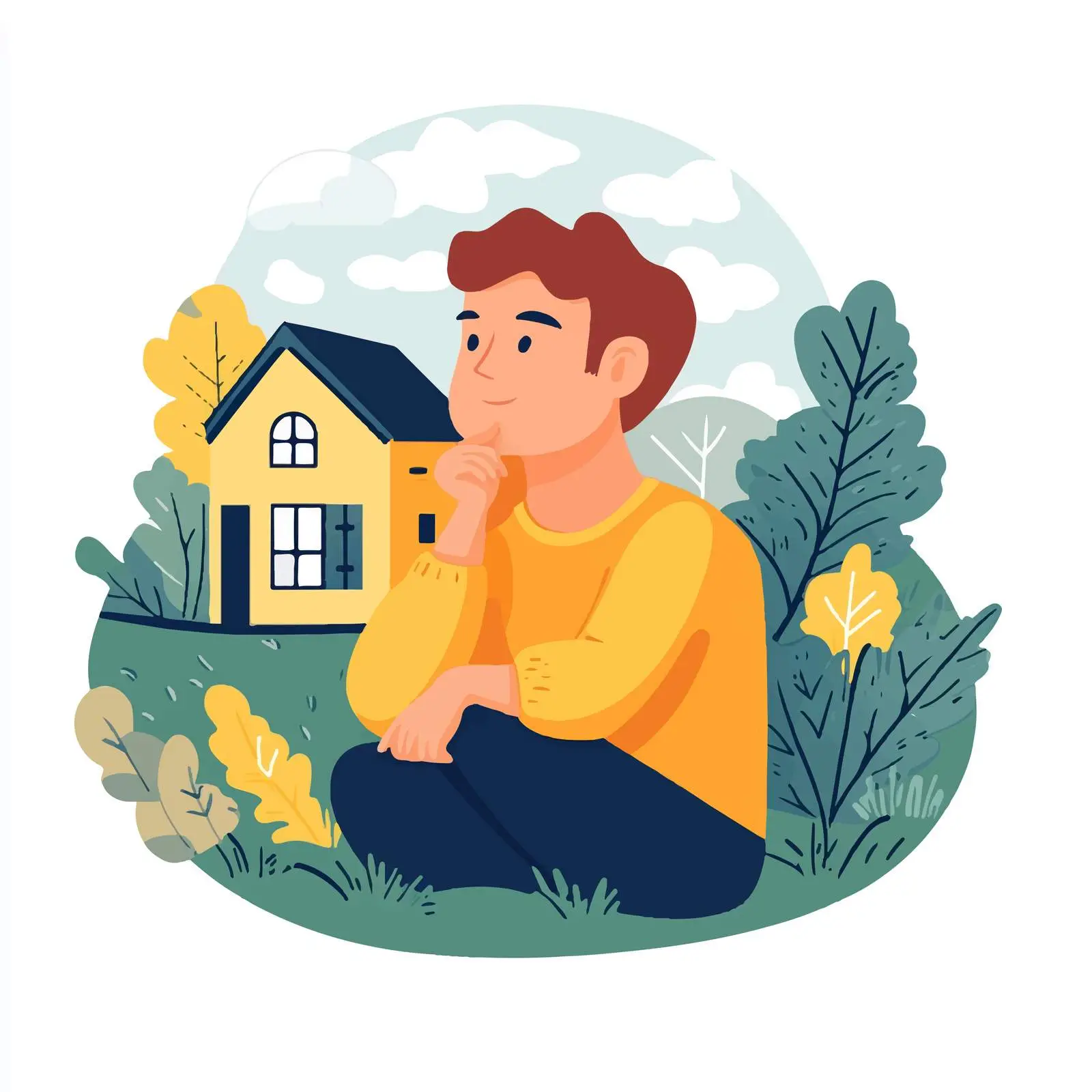 Young Man Contemplating House Financing Options — free download from Dotvec