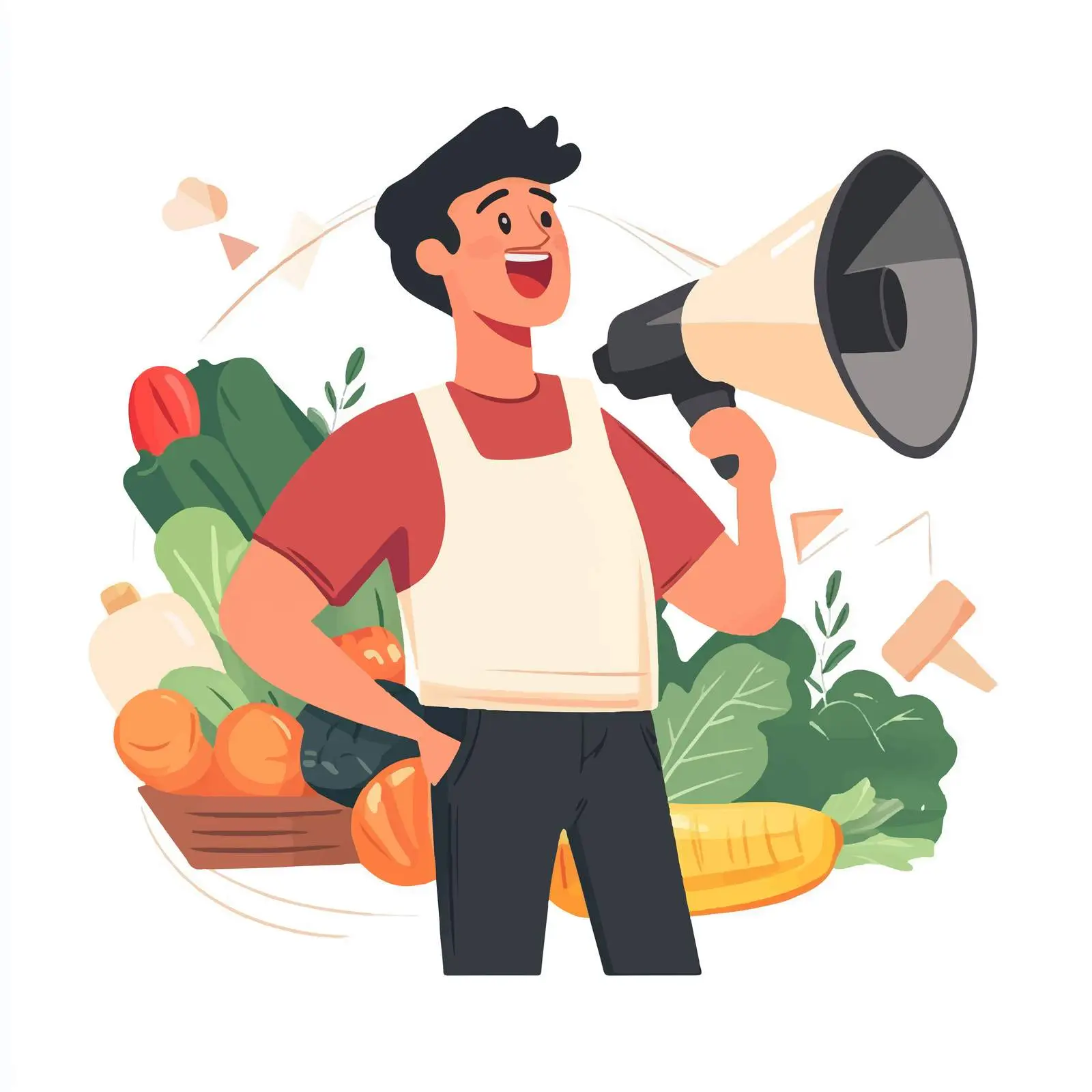 Young Man with Megaphone Promoting to Customers — free download from Dotvec
