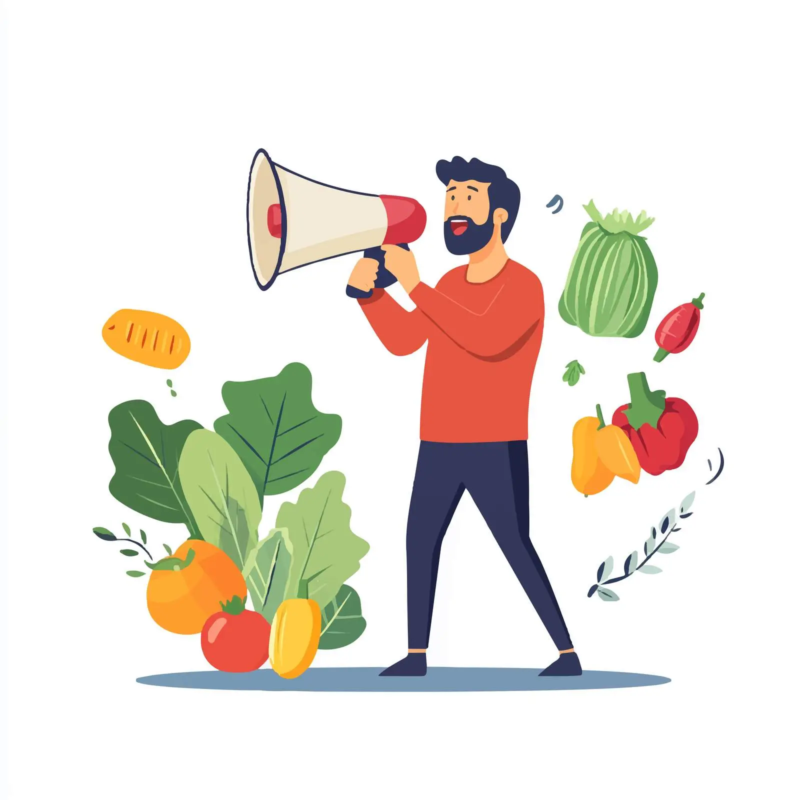 Young Man Shouting with Megaphone for Customers — free download from Dotvec